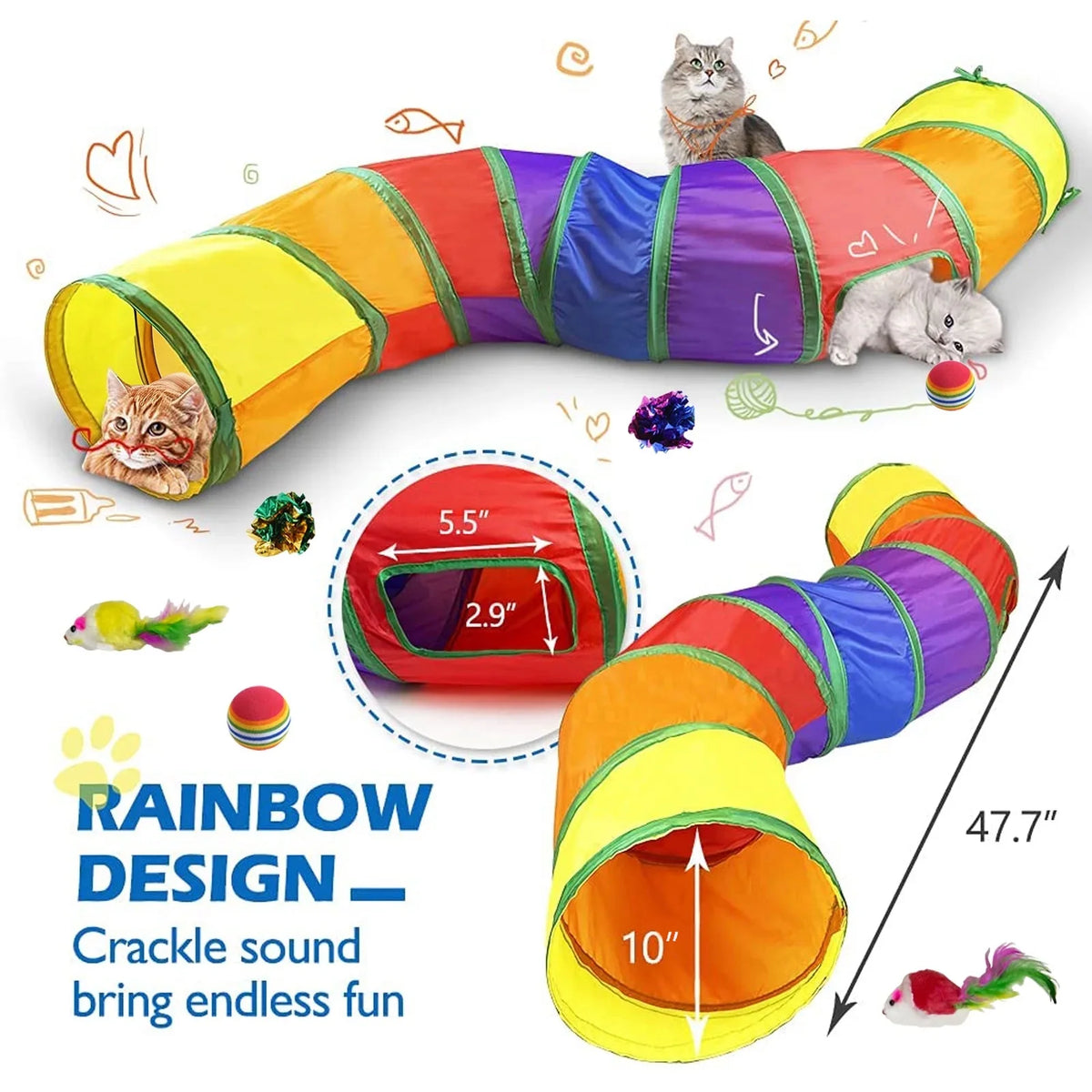 Cat Toys Tunnels Collapsible Pets Cat Jungle Tunnels Kitty Toys Balls
