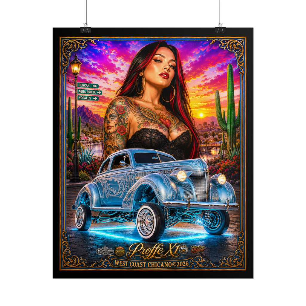 Lowrider Pinup Poster – West Coast Chicano Car Art Rolled Poster