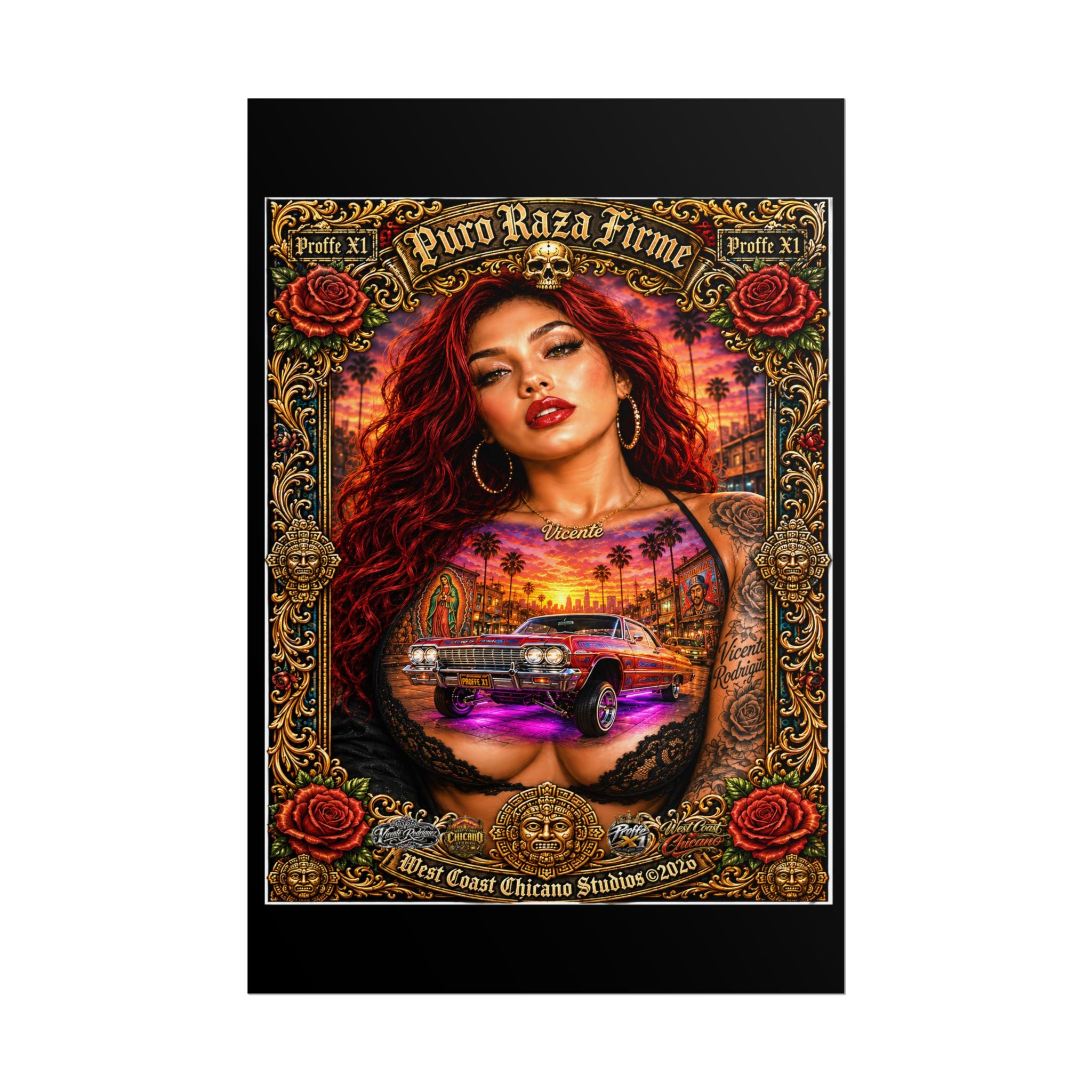 Rolled Poster — Puro Raza Firme Chicana Lowrider Art Print