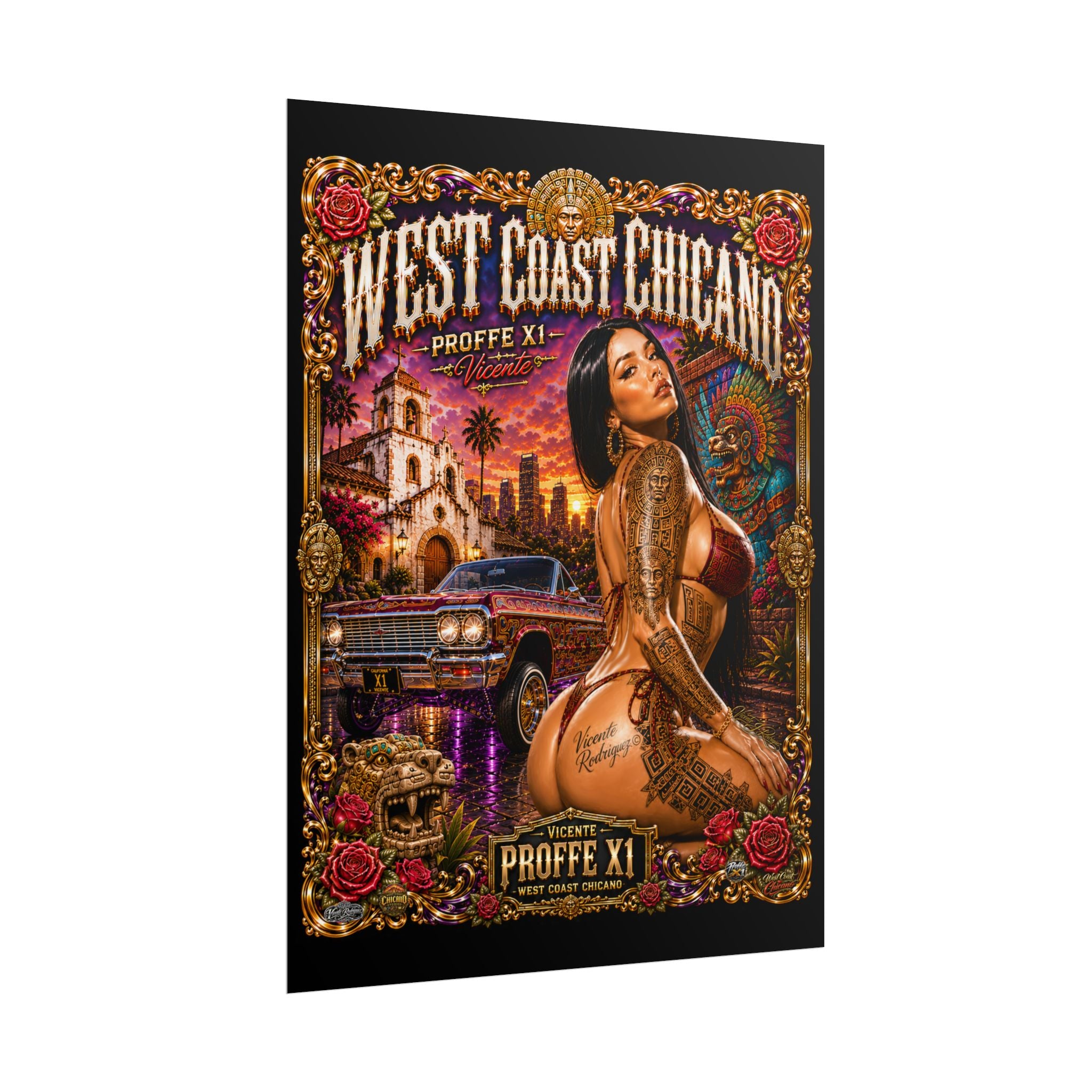 West Coast Chicana Rolled Poster — Lowrider Pinup Art Print