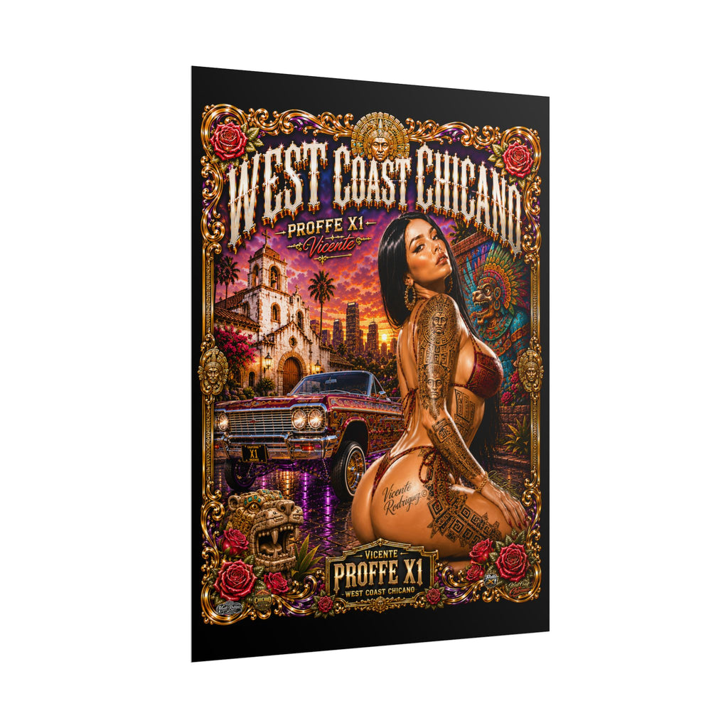 West Coast Chicana Rolled Poster — Lowrider Pinup Art Print
