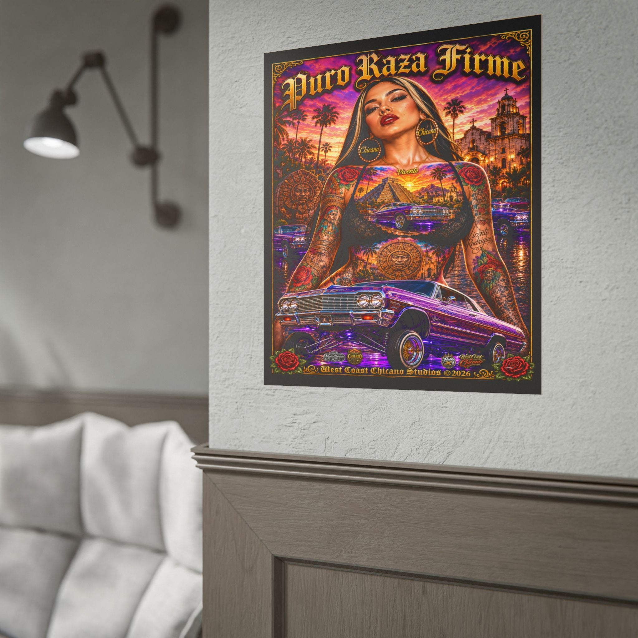 Rolled Poster — "Puro Raza Firme" Lowrider Chicana Art Print
