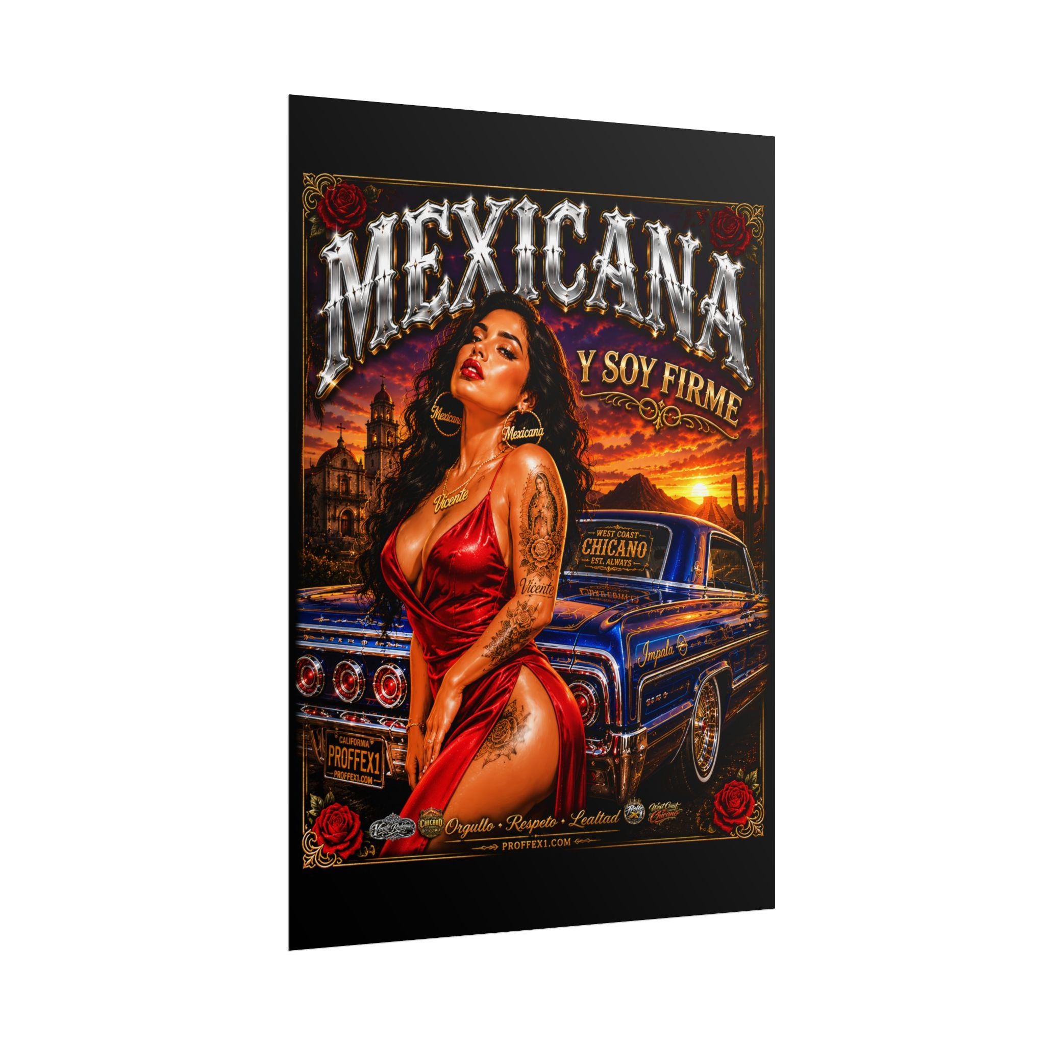 Copy of Copy of Copy of Copy of Copy of Copy of Copy of Copy of Lowrider Pinup Poster — Chicano Tattoo Art with American Flag