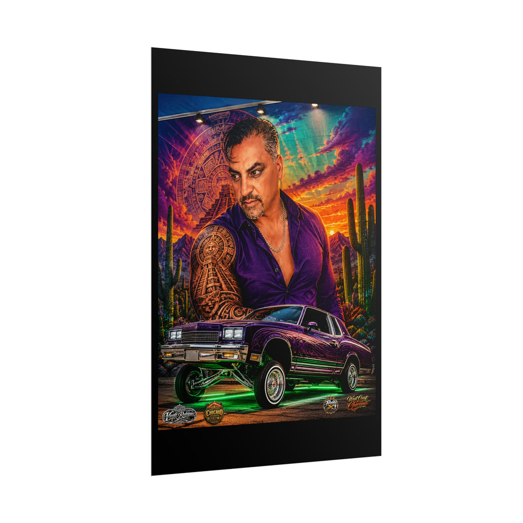 Lowrider Portrait Poster – Desert Sunset Car Art Roll Poster