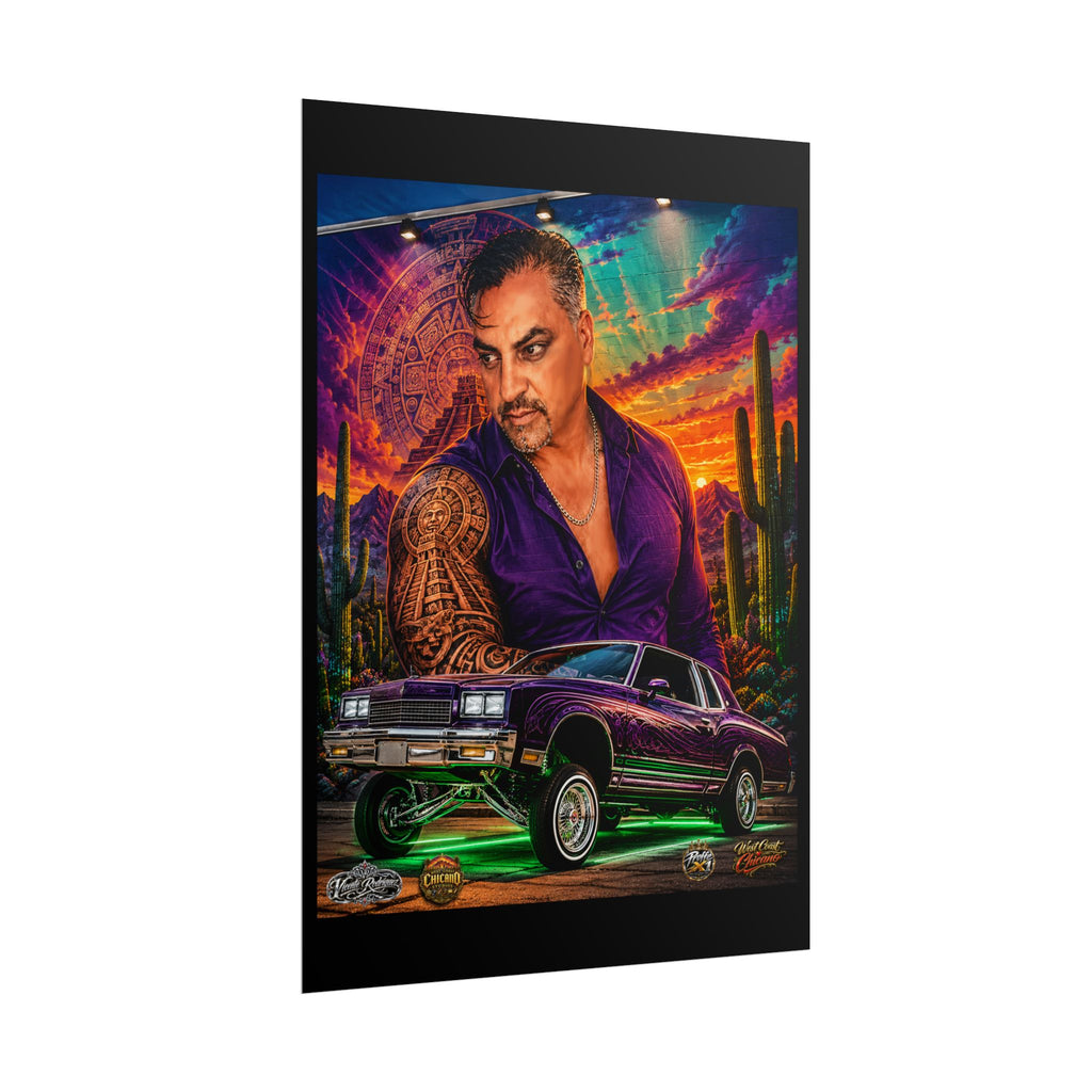 Lowrider Portrait Poster – Desert Sunset Car Art Roll Poster