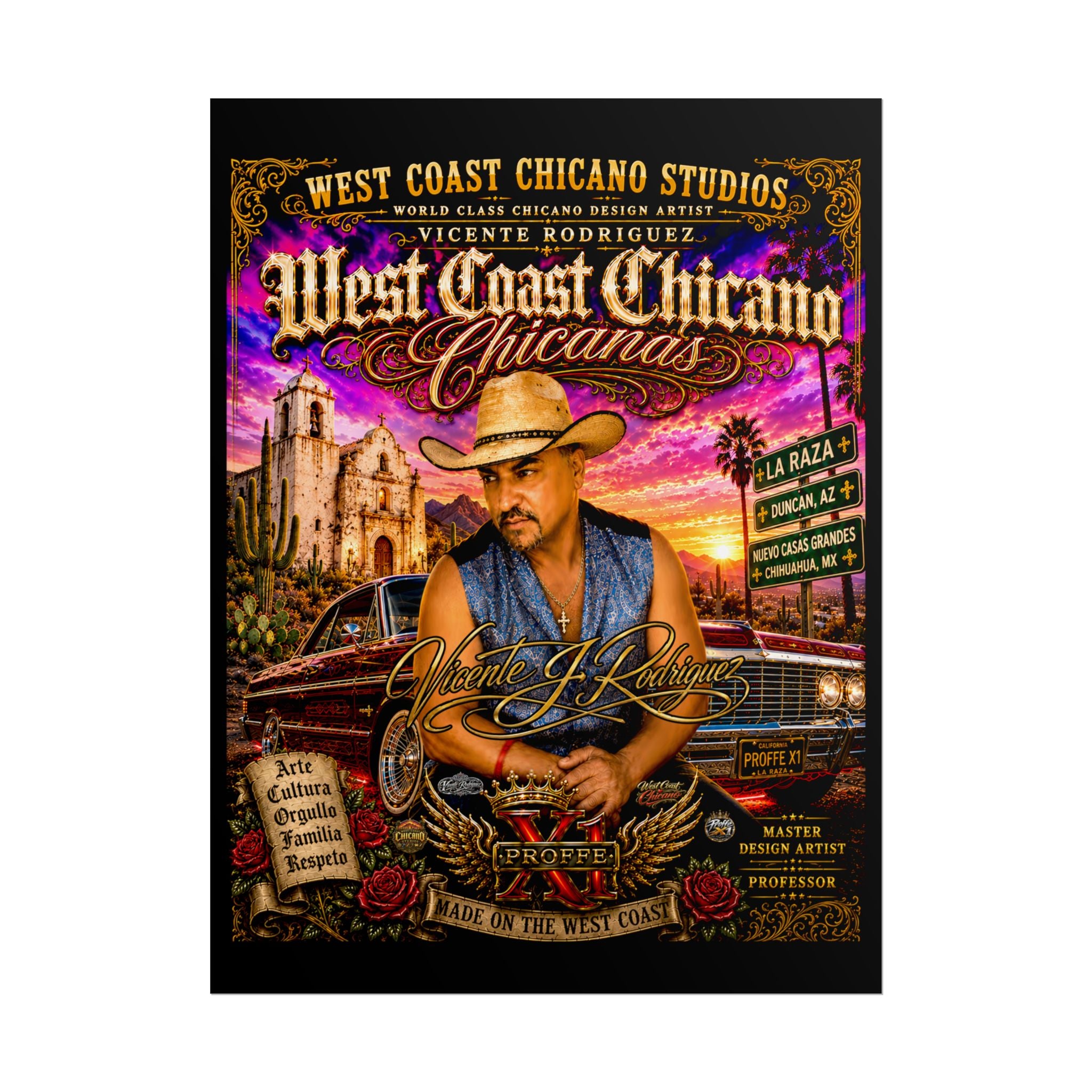 West Coast Chicano Rolled Poster — Vintage Lowrider & Cultura Art Print