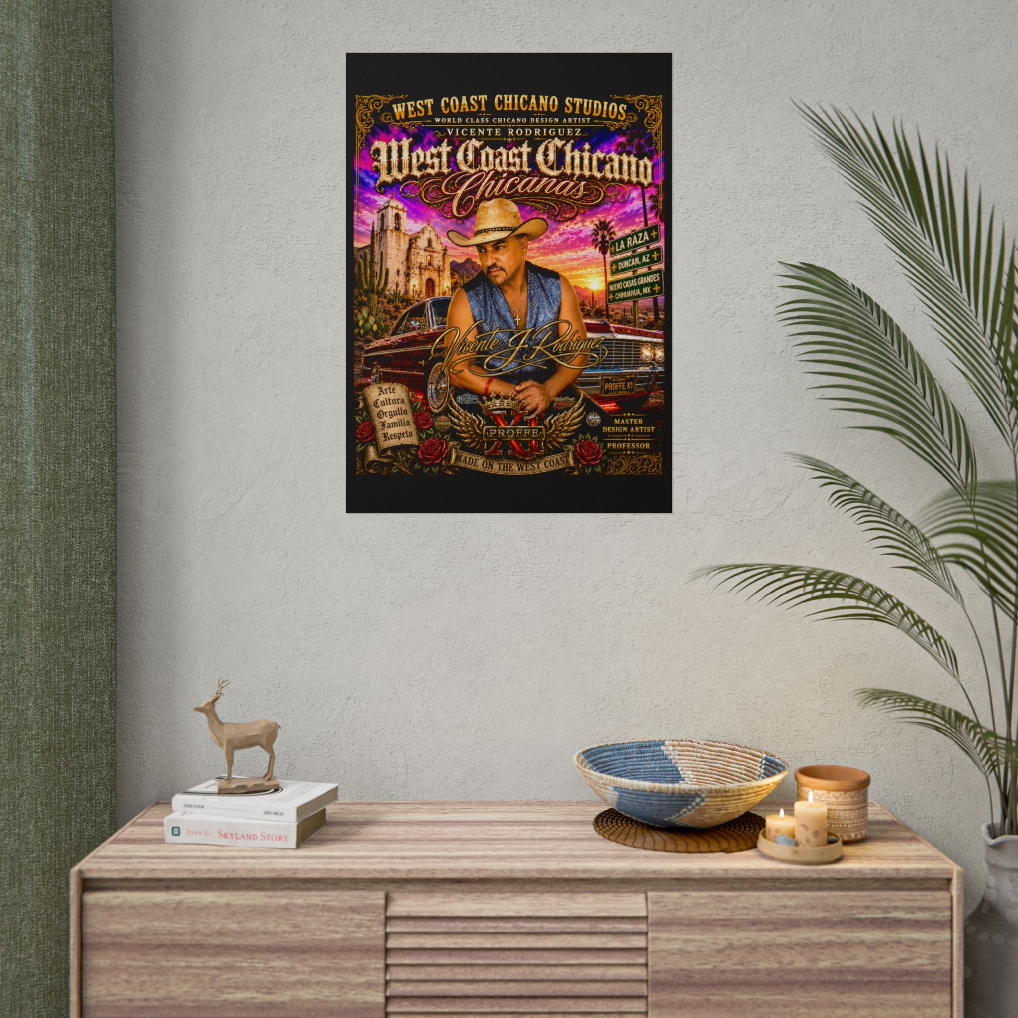 West Coast Chicano Rolled Poster — Vintage Lowrider & Cultura Art Print