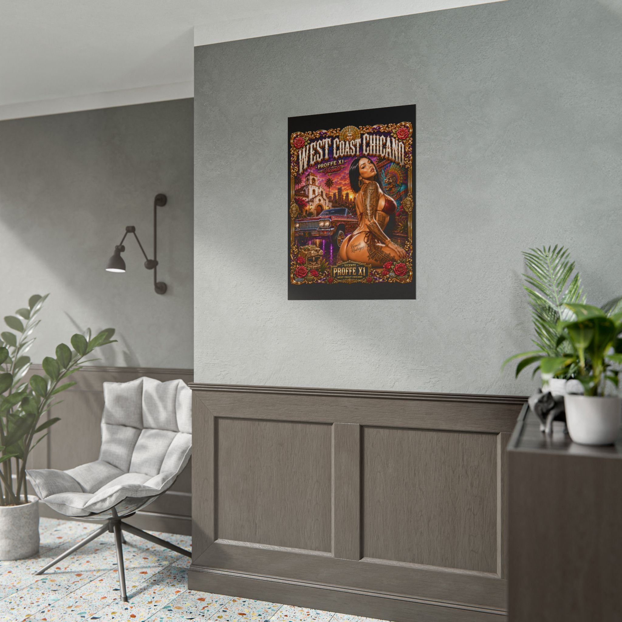 West Coast Chicana Rolled Poster — Lowrider Pinup Art Print