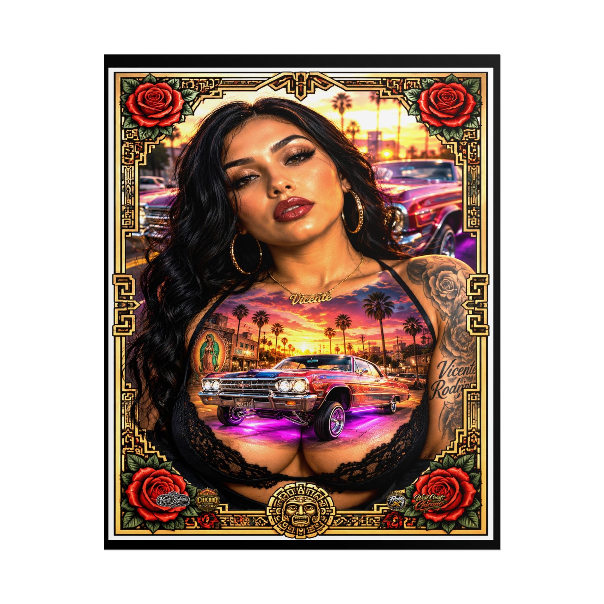 Lowrider Girl Rolled Poster — Chicano Art Pinup Print