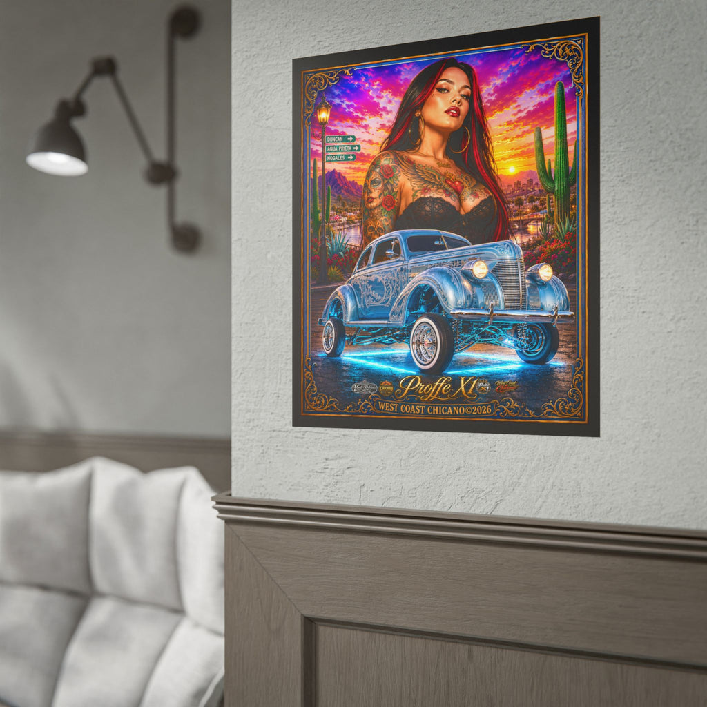 Lowrider Pinup Poster – West Coast Chicano Car Art Rolled Poster