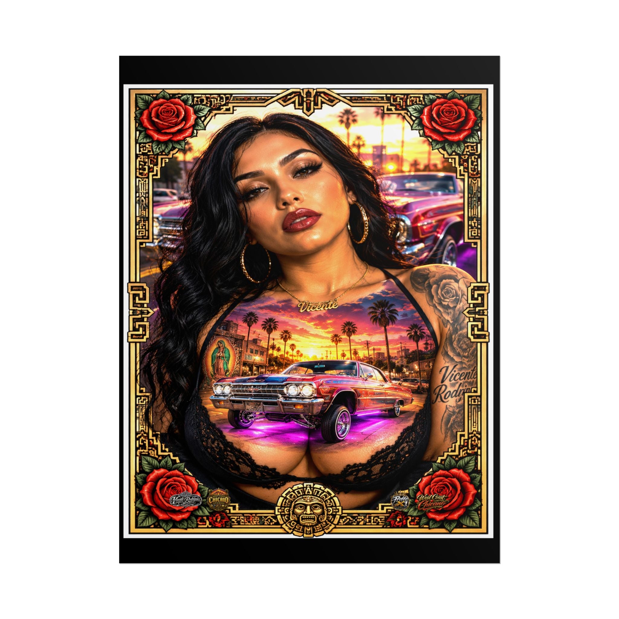 Lowrider Girl Rolled Poster — Chicano Art Pinup Print