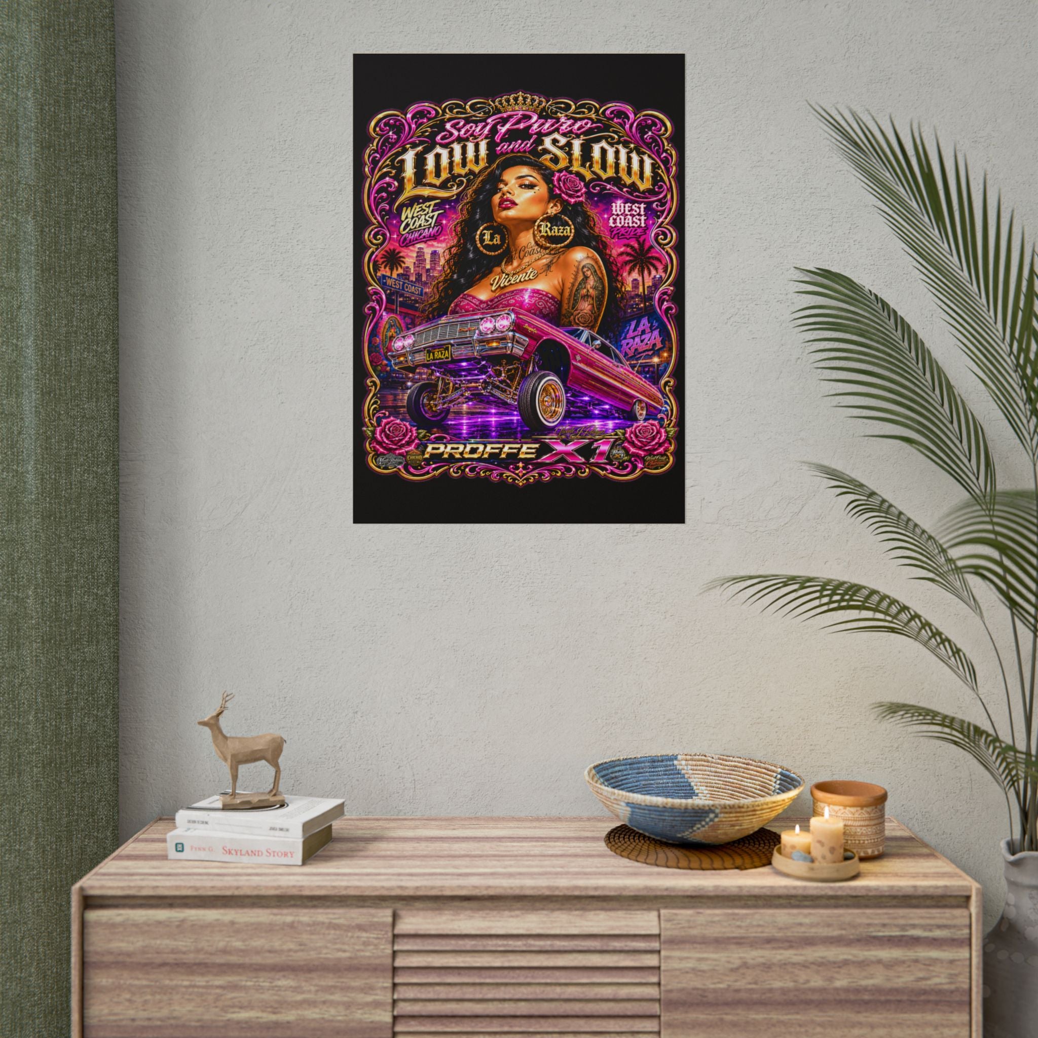 Low & Slow Lowrider Poster — Chicano West Coast Art Print (Rolled Poster)