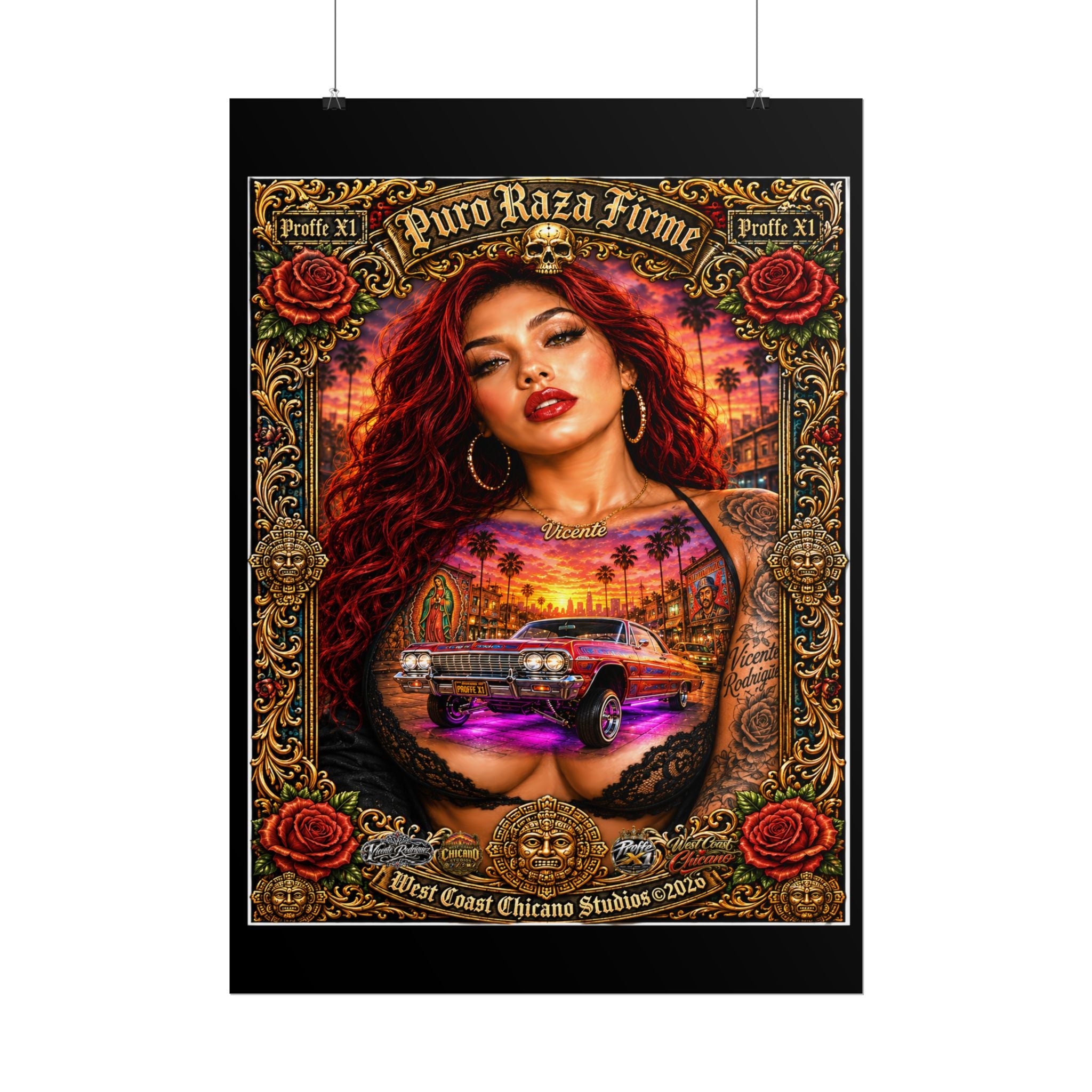 Rolled Poster — Puro Raza Firme Chicana Lowrider Art Print