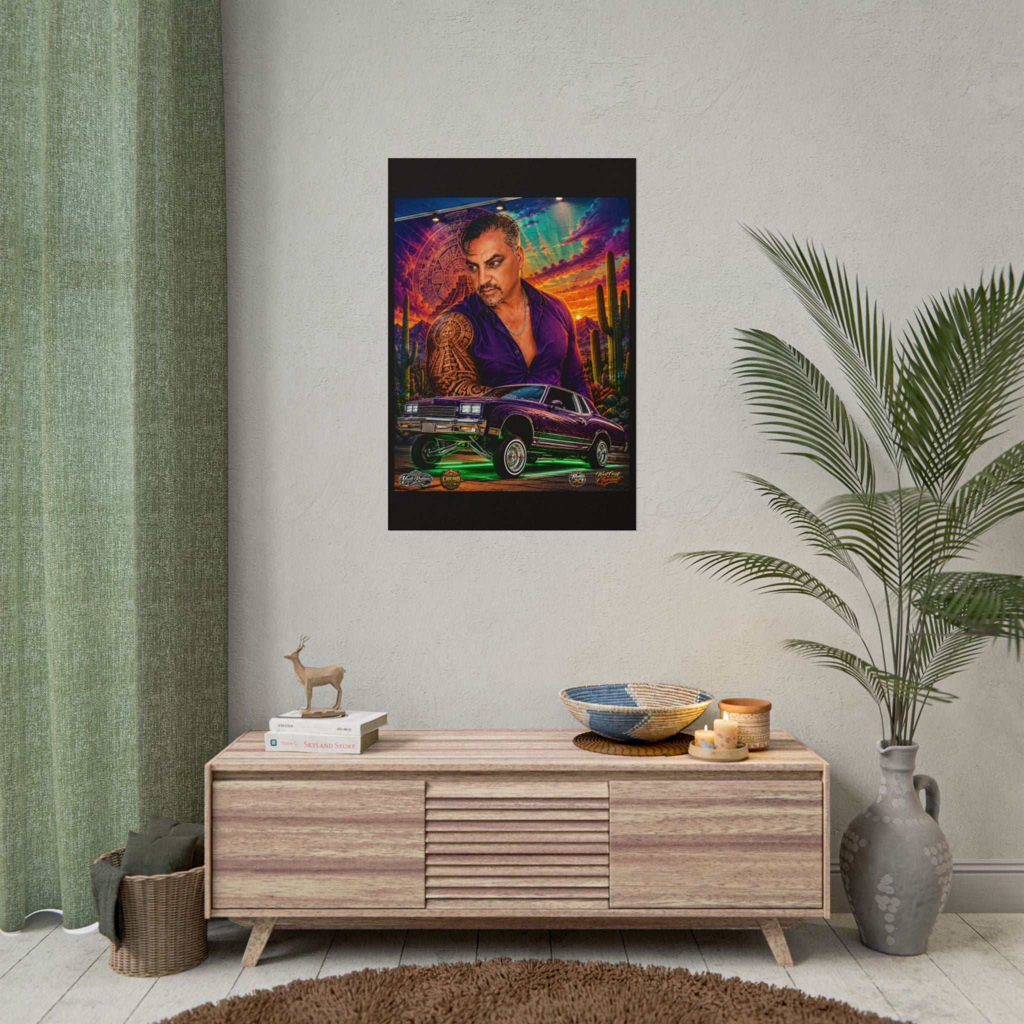 Lowrider Portrait Poster – Desert Sunset Car Art Roll Poster