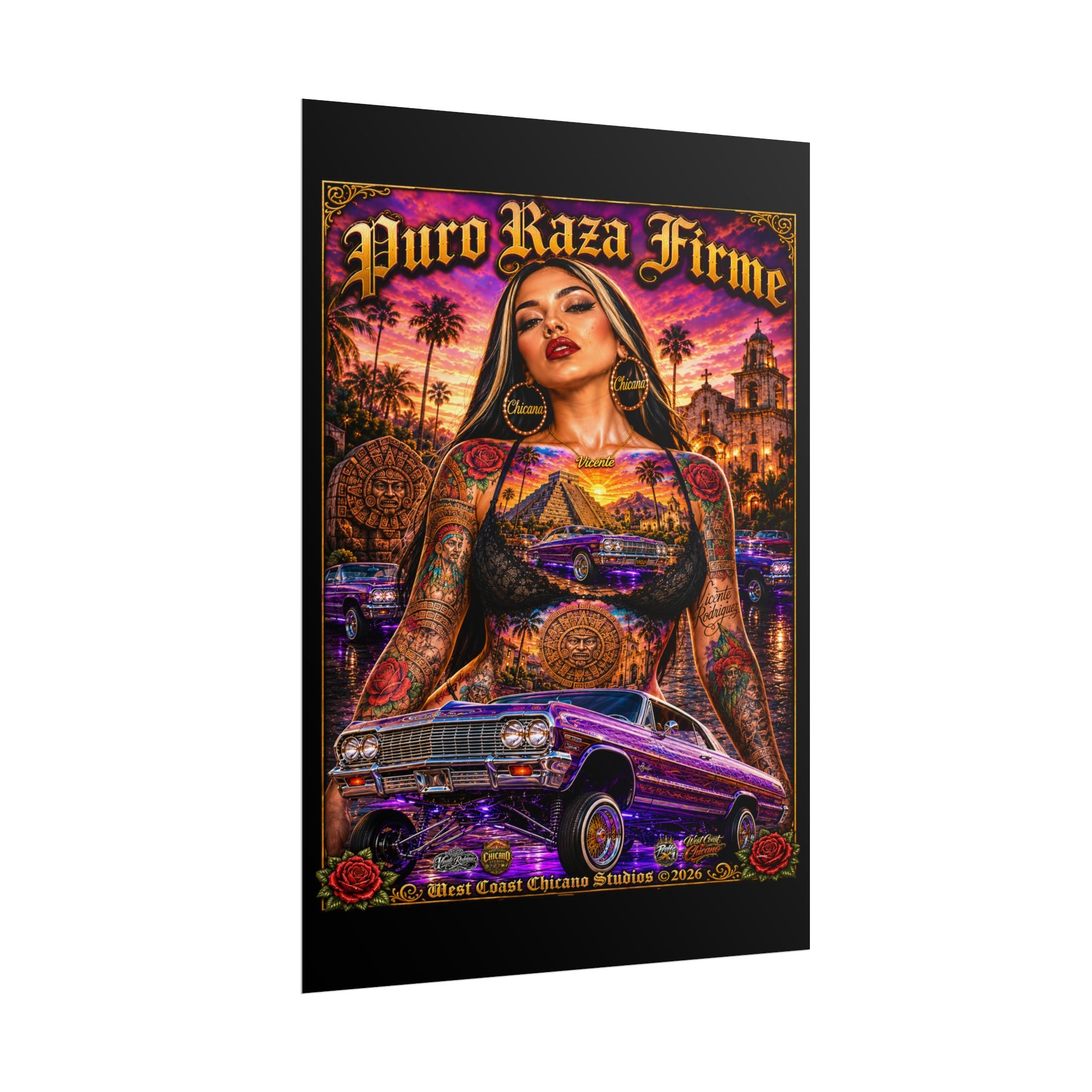 Rolled Poster — "Puro Raza Firme" Lowrider Chicana Art Print