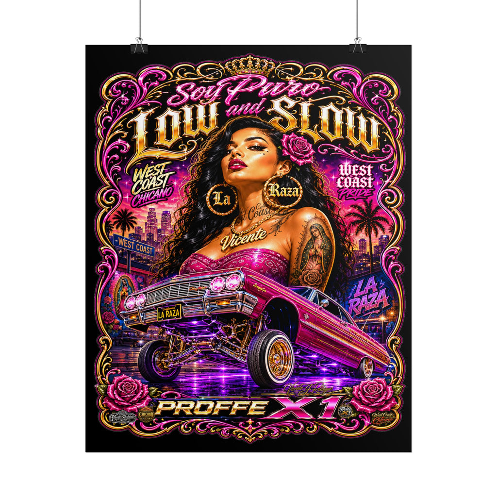 Low & Slow Lowrider Poster — Chicano West Coast Art Print (Rolled Poster)