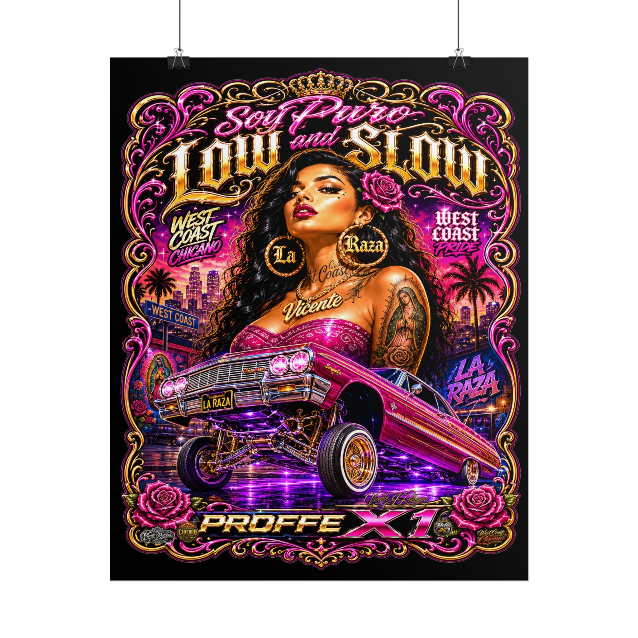 Low & Slow Lowrider Poster — Chicano West Coast Art Print (Rolled Poster)