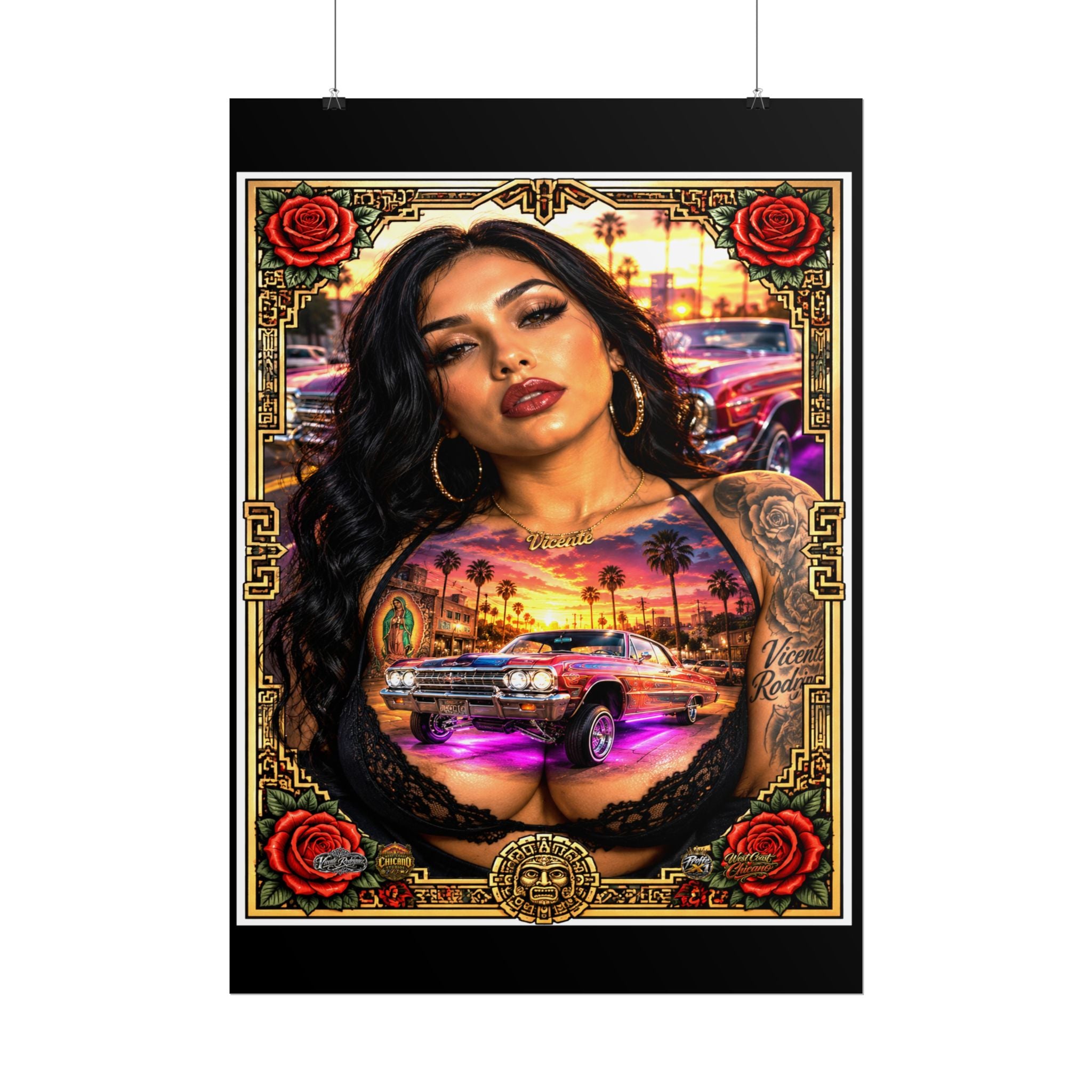Lowrider Girl Rolled Poster — Chicano Art Pinup Print