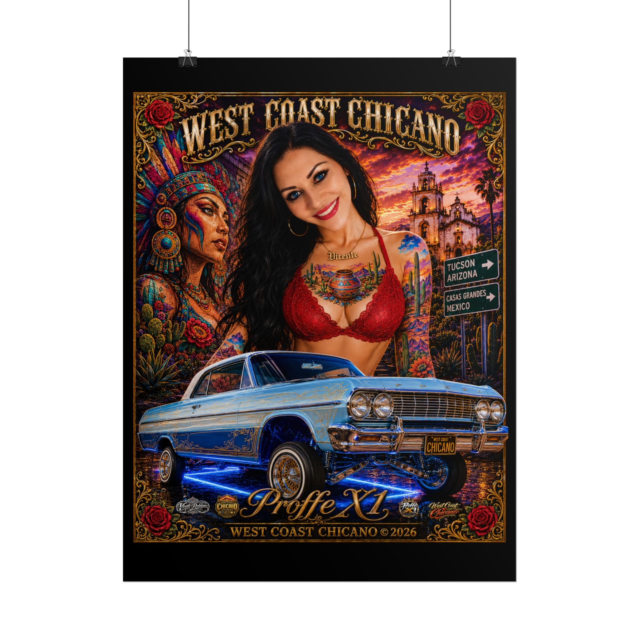 West Coast Chicano Lowrider Poster — Rolled Art Print