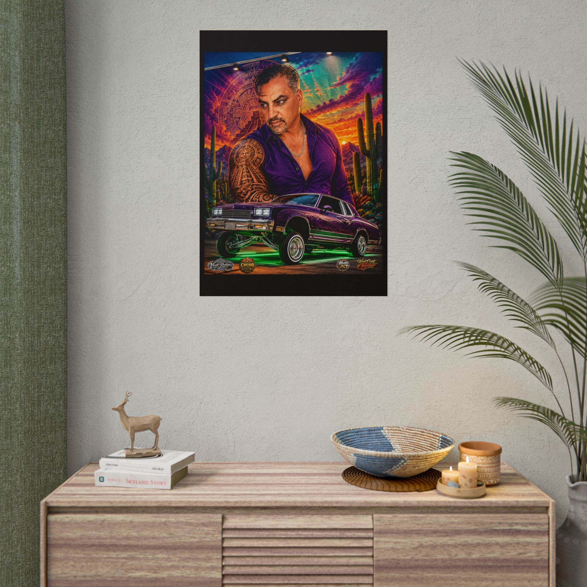 Lowrider Portrait Poster – Desert Sunset Car Art Roll Poster