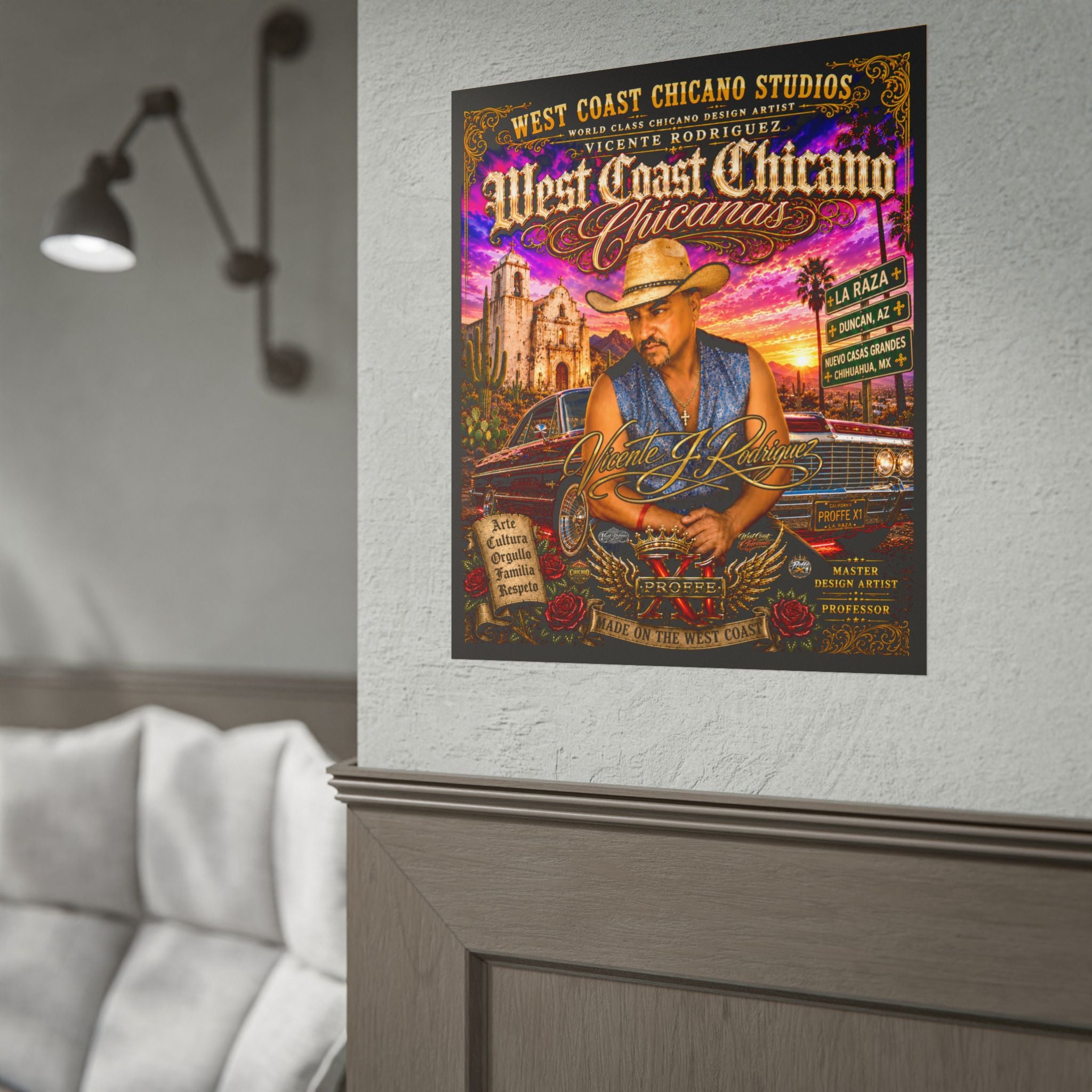 West Coast Chicano Rolled Poster — Vintage Lowrider & Cultura Art Print