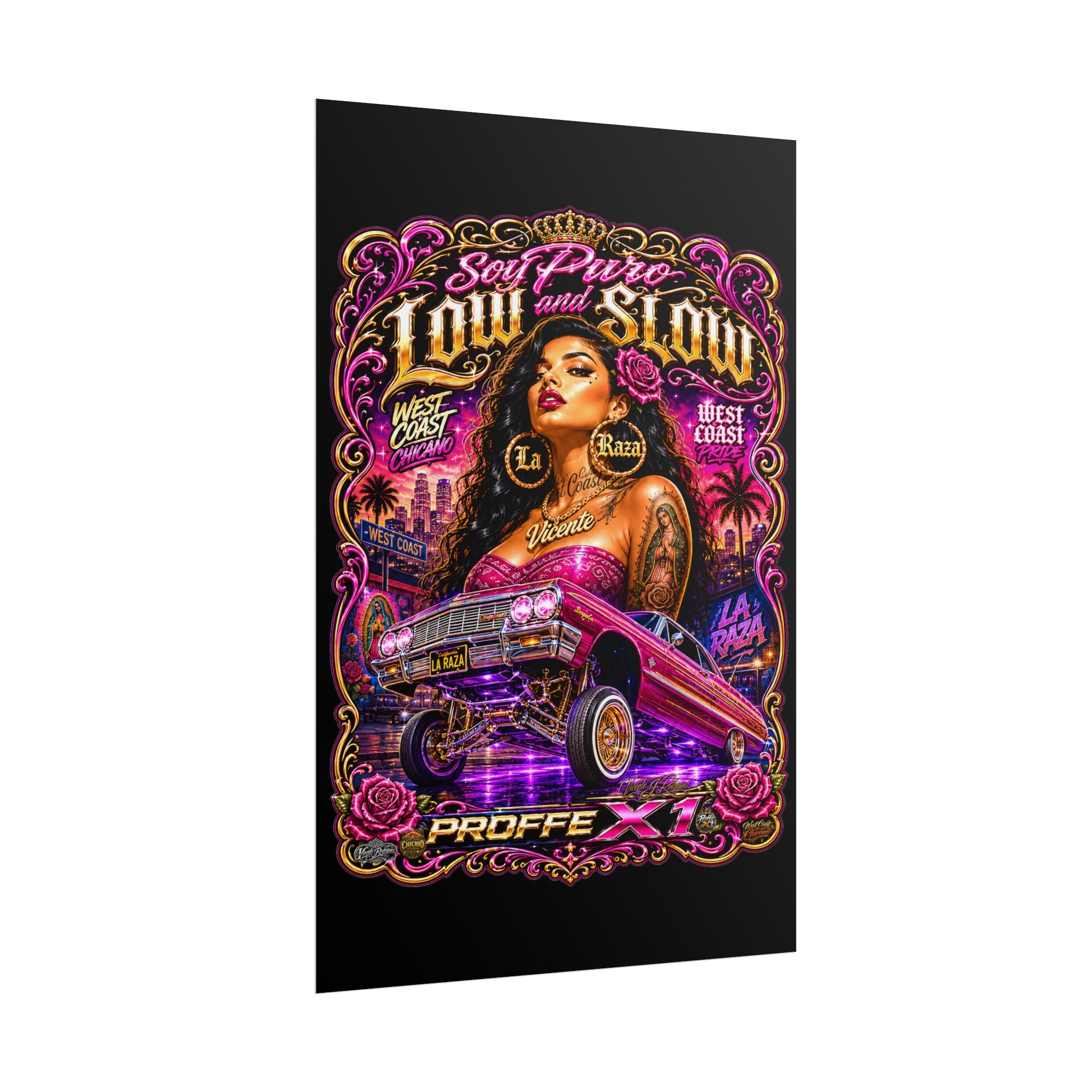 Low & Slow Lowrider Poster — Chicano West Coast Art Print (Rolled Poster)