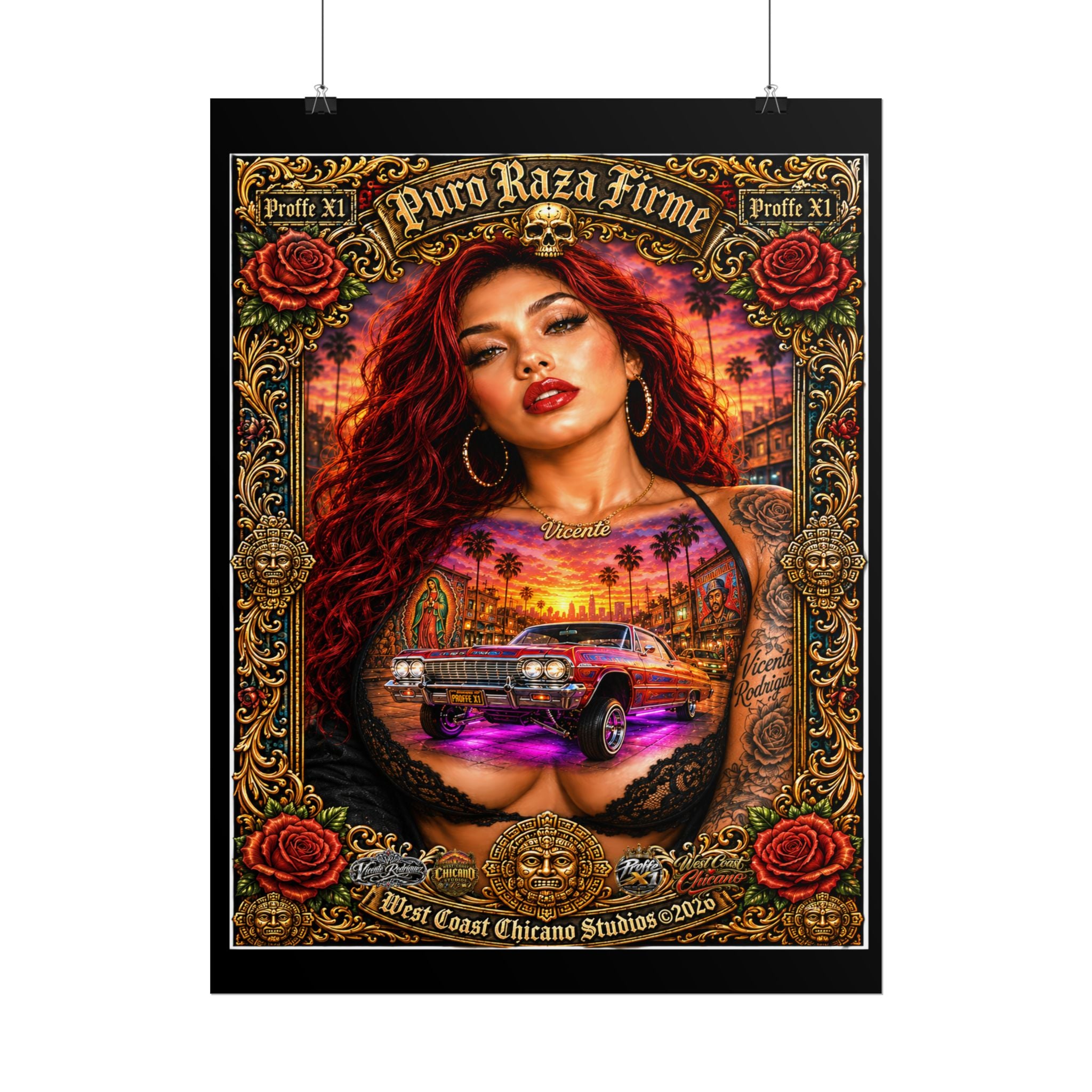 Rolled Poster — Puro Raza Firme Chicana Lowrider Art Print