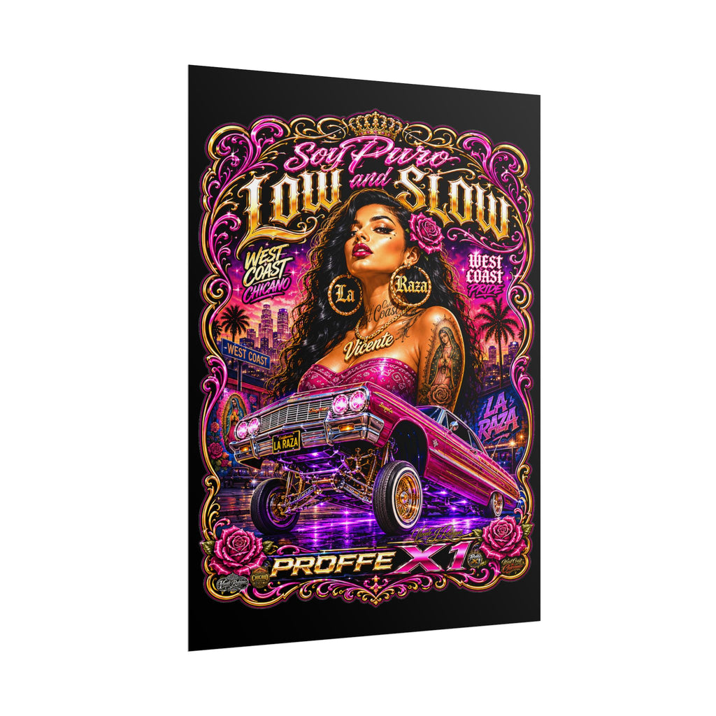Low & Slow Lowrider Poster — Chicano West Coast Art Print (Rolled Poster)