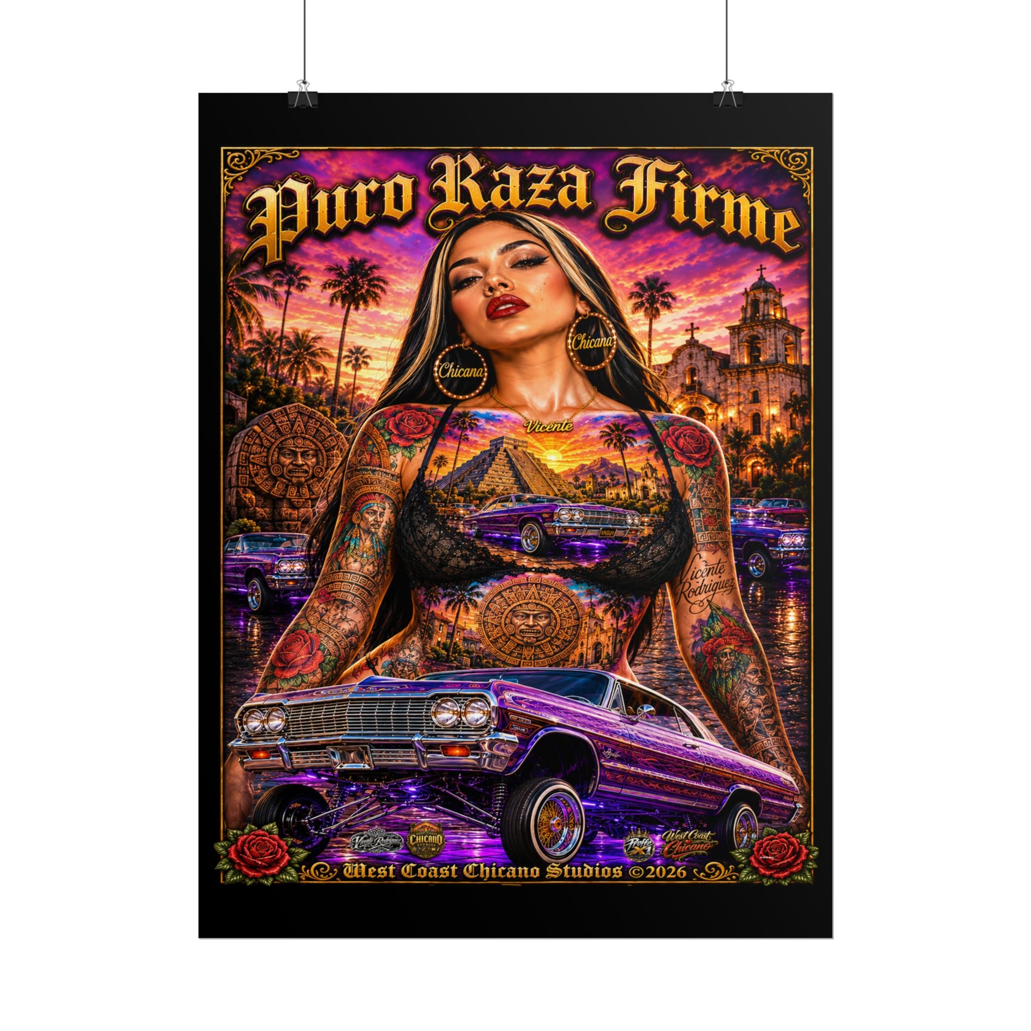 Rolled Poster — "Puro Raza Firme" Lowrider Chicana Art Print
