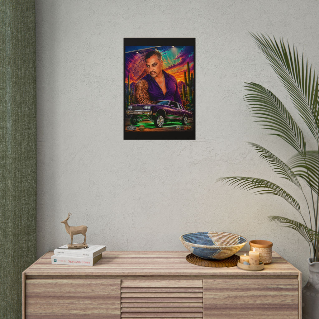 Lowrider Portrait Poster – Desert Sunset Car Art Roll Poster