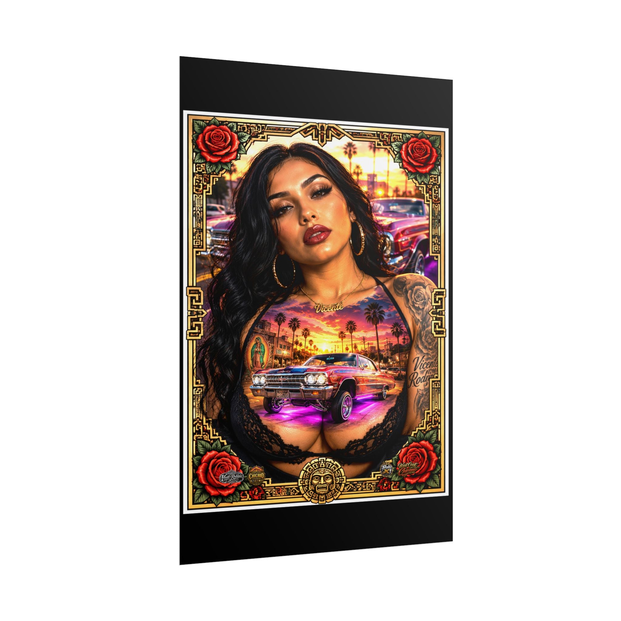 Lowrider Girl Rolled Poster — Chicano Art Pinup Print