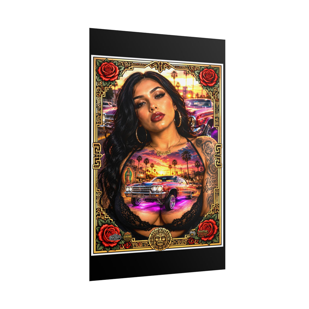 Lowrider Girl Rolled Poster — Chicano Art Pinup Print