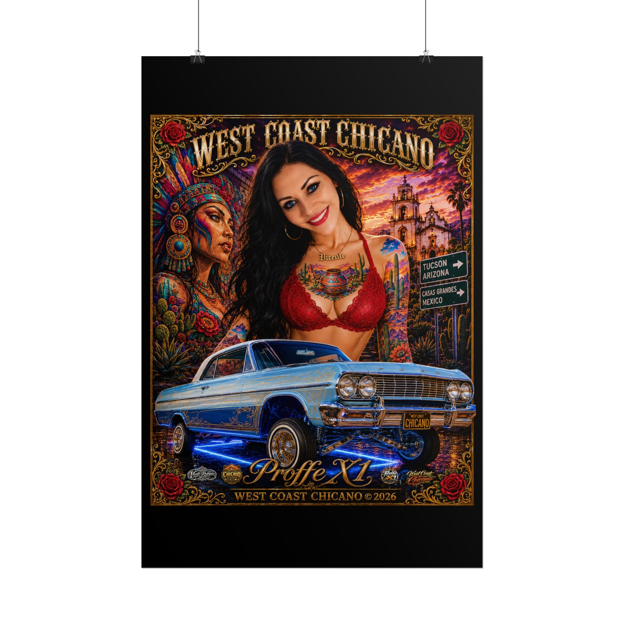 West Coast Chicano Lowrider Poster — Rolled Art Print