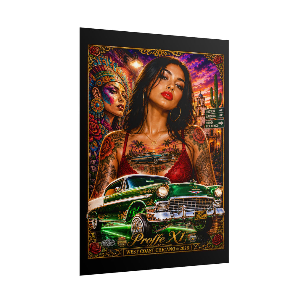Chicana Lowrider Art Poster — West Coast Chicano Femme Fatale Rolled Poster