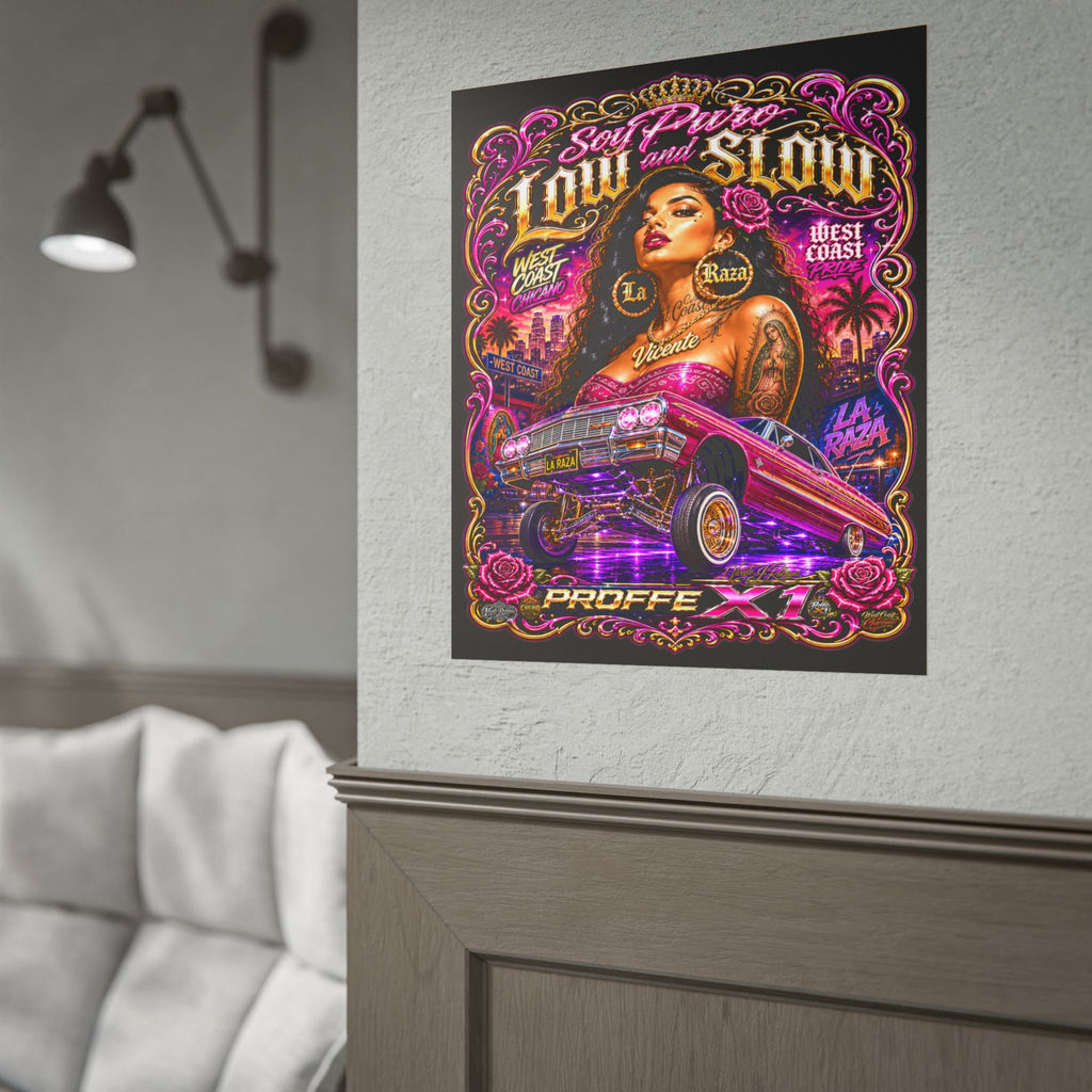 Low & Slow Lowrider Poster — Chicano West Coast Art Print (Rolled Poster)