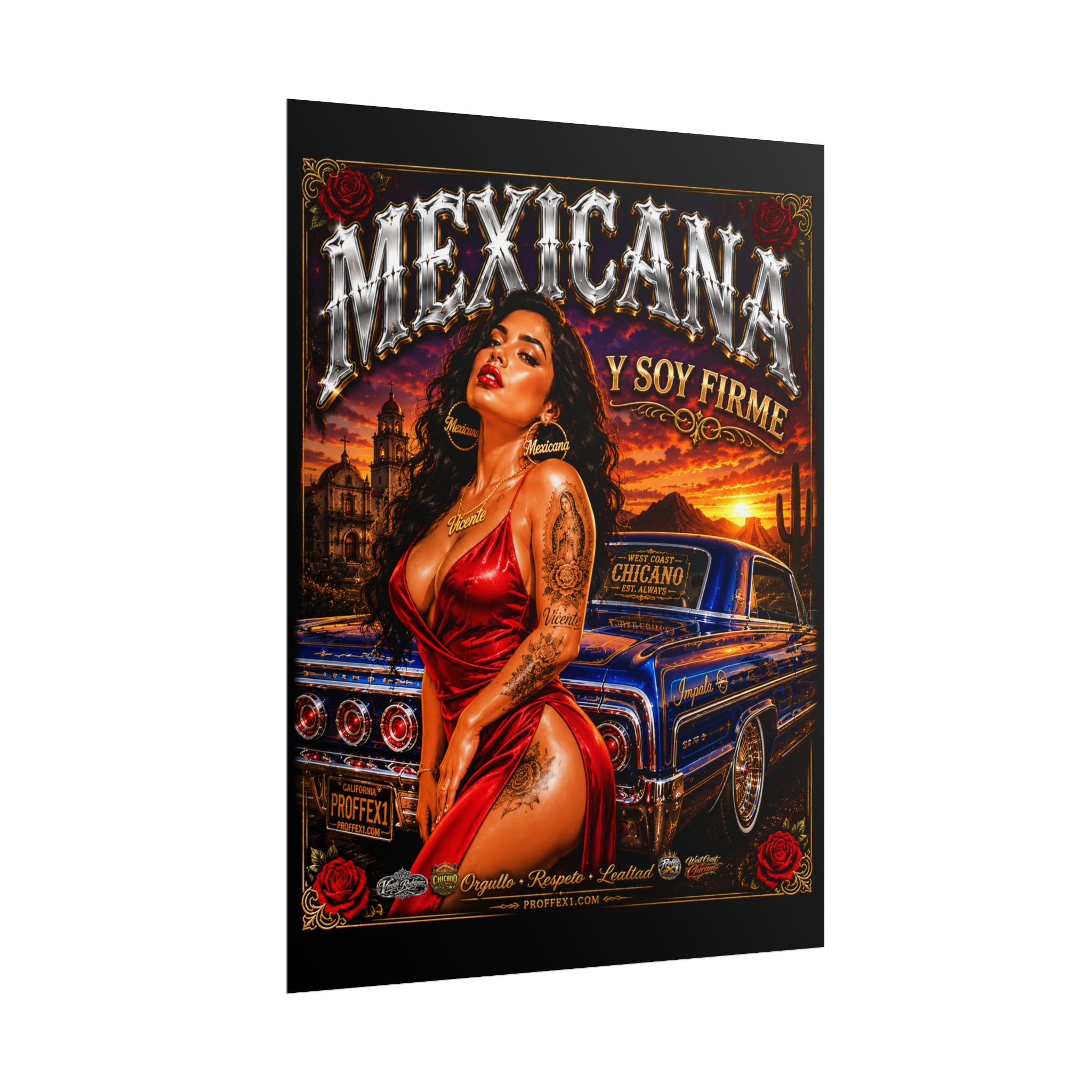 Copy of Copy of Copy of Copy of Copy of Copy of Copy of Copy of Lowrider Pinup Poster — Chicano Tattoo Art with American Flag