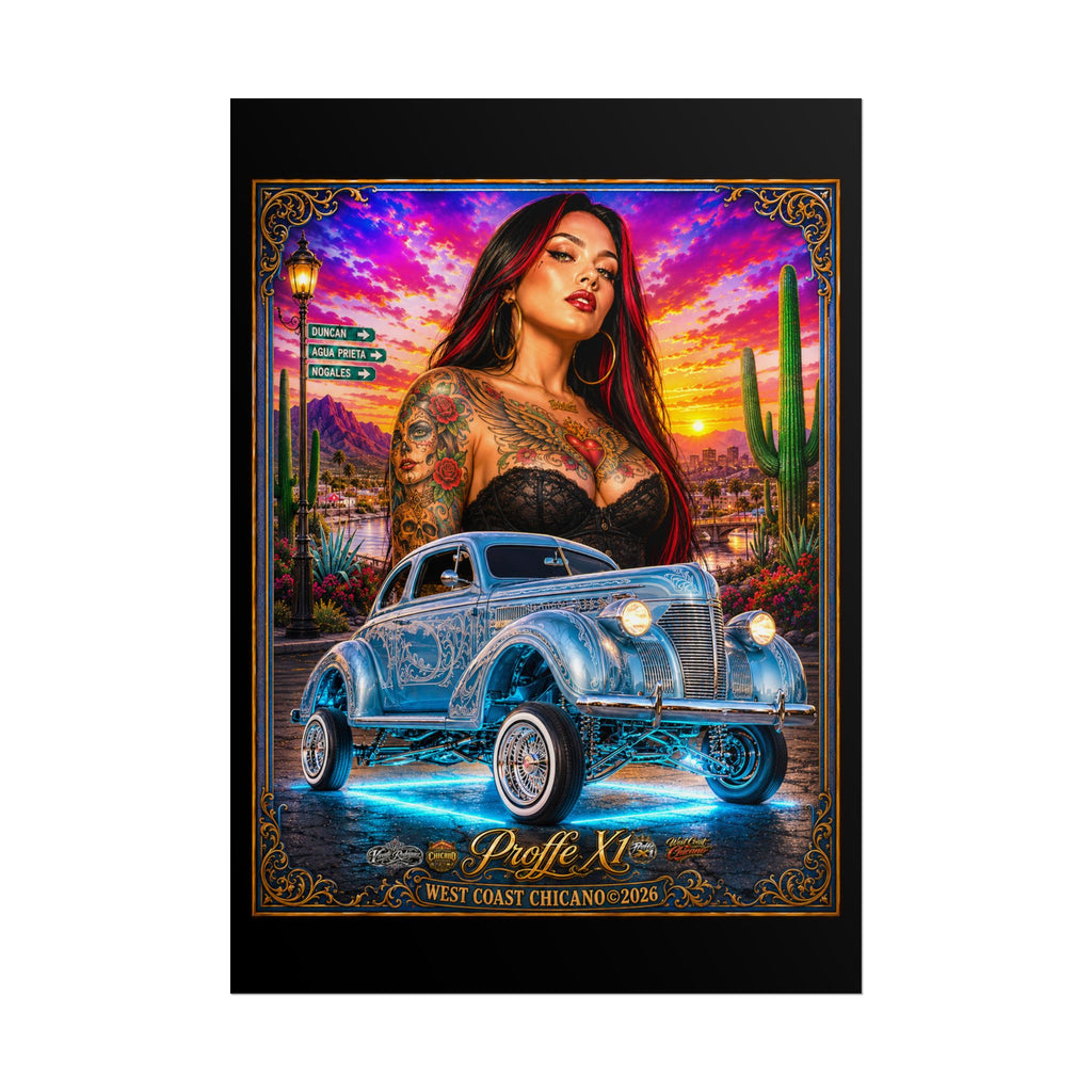 Lowrider Pinup Poster – West Coast Chicano Car Art Rolled Poster