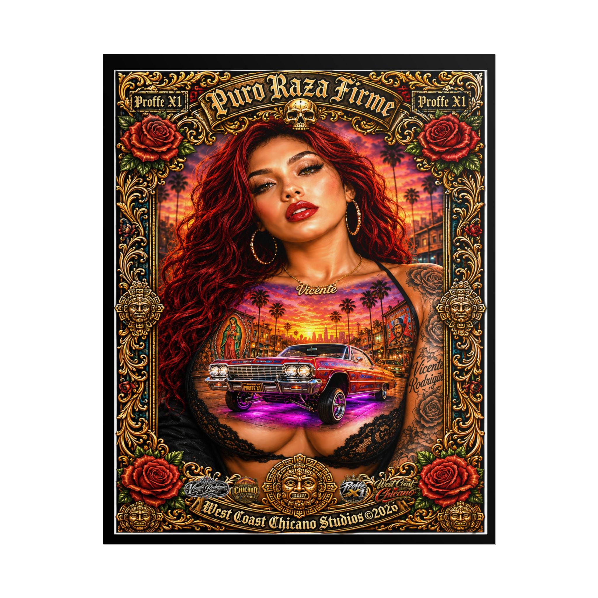 Rolled Poster — Puro Raza Firme Chicana Lowrider Art Print