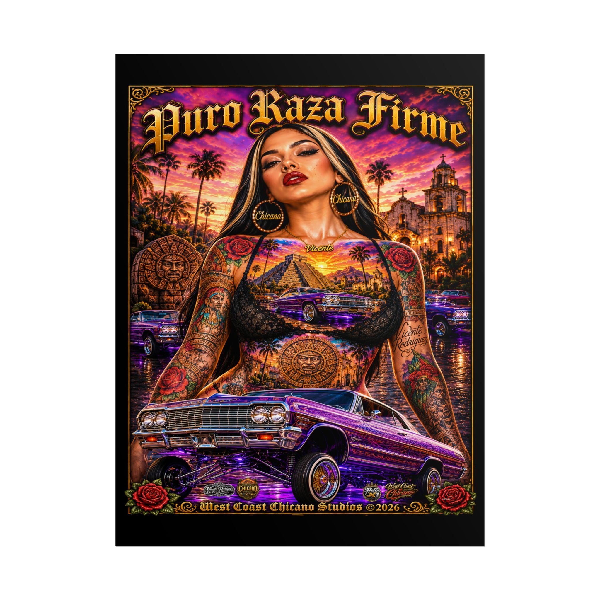 Rolled Poster — "Puro Raza Firme" Lowrider Chicana Art Print