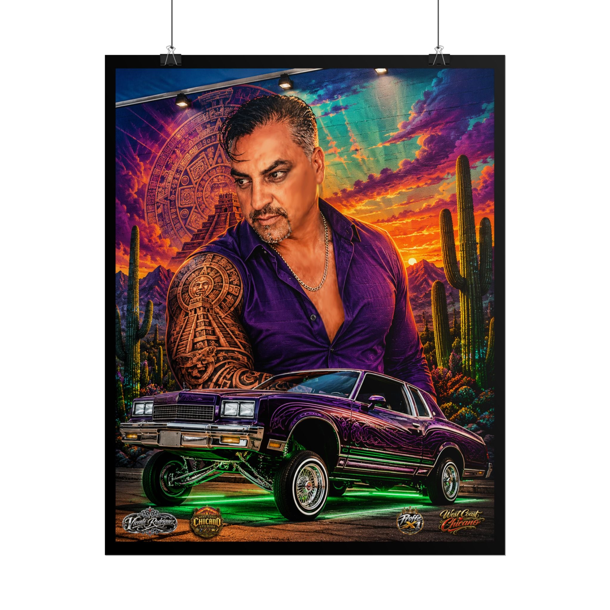 Lowrider Portrait Poster – Desert Sunset Car Art Roll Poster