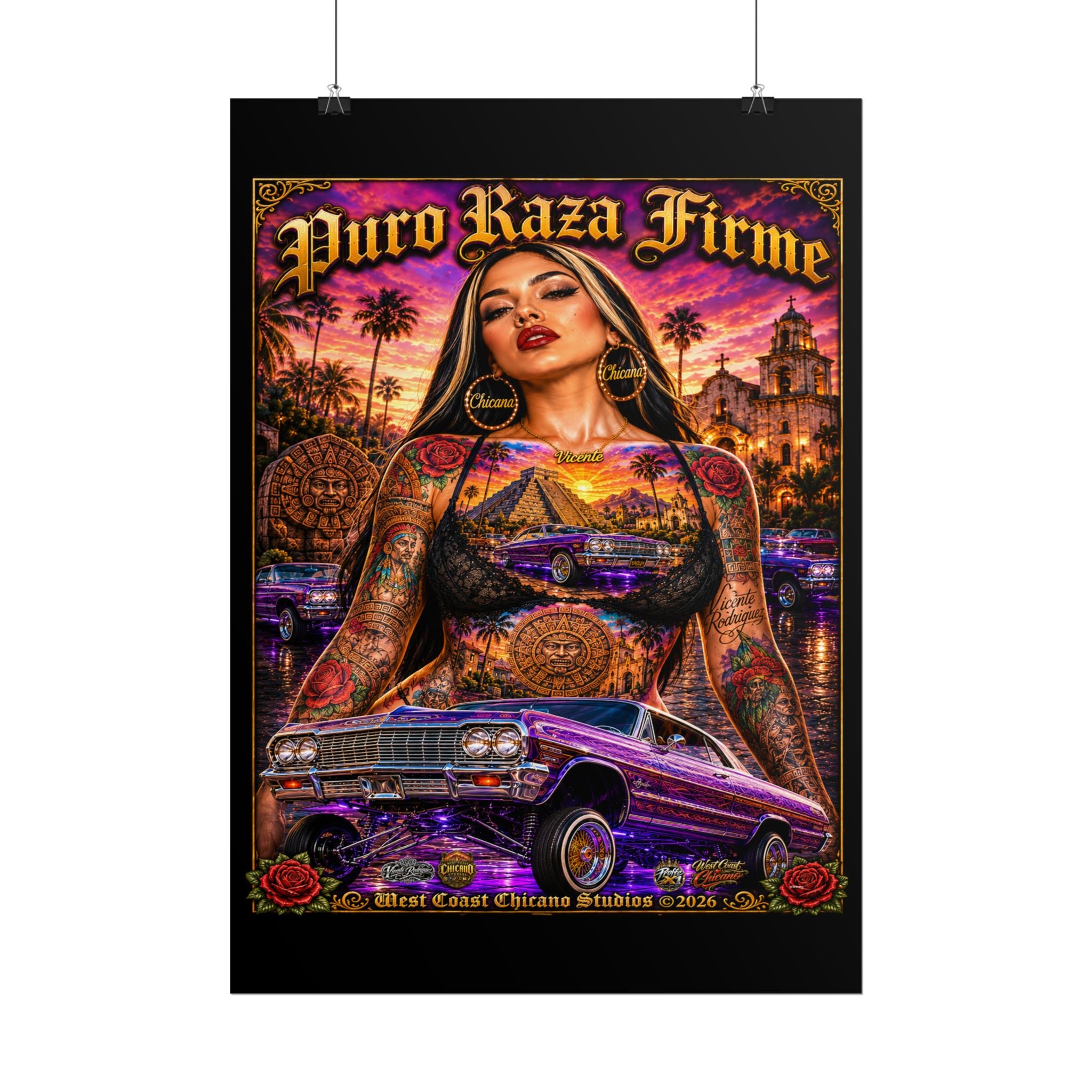 Rolled Poster — "Puro Raza Firme" Lowrider Chicana Art Print