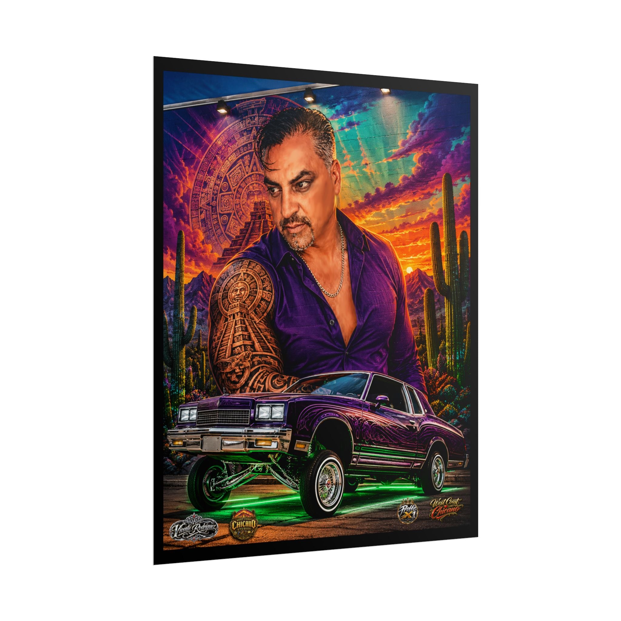 Lowrider Portrait Poster – Desert Sunset Car Art Roll Poster