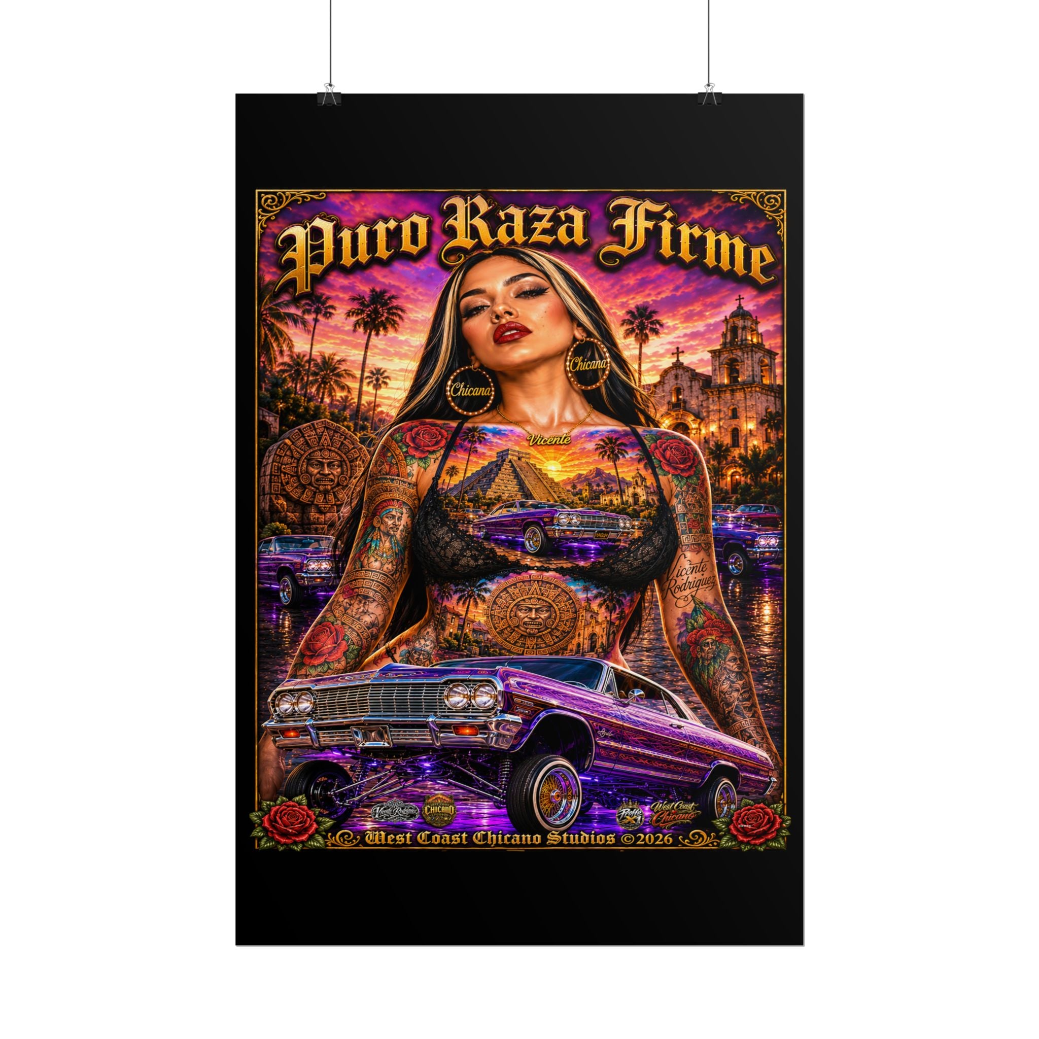 Rolled Poster — "Puro Raza Firme" Lowrider Chicana Art Print