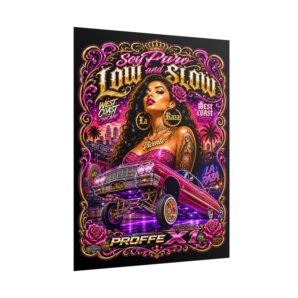 Low & Slow Lowrider Poster — Chicano West Coast Art Print (Rolled Poster)