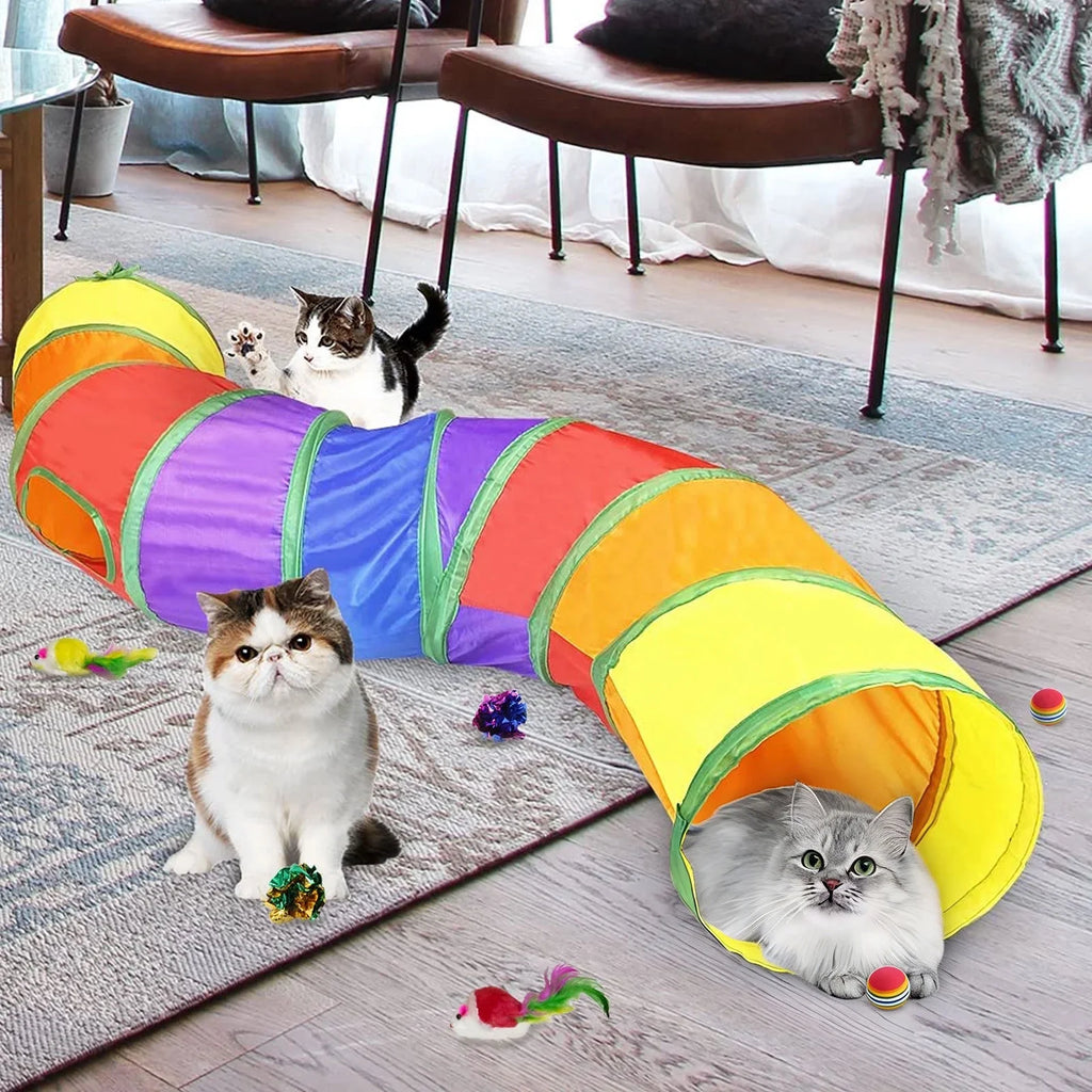 Cat Toys Tunnels Collapsible Pets Cat Jungle Tunnels Kitty Toys Balls