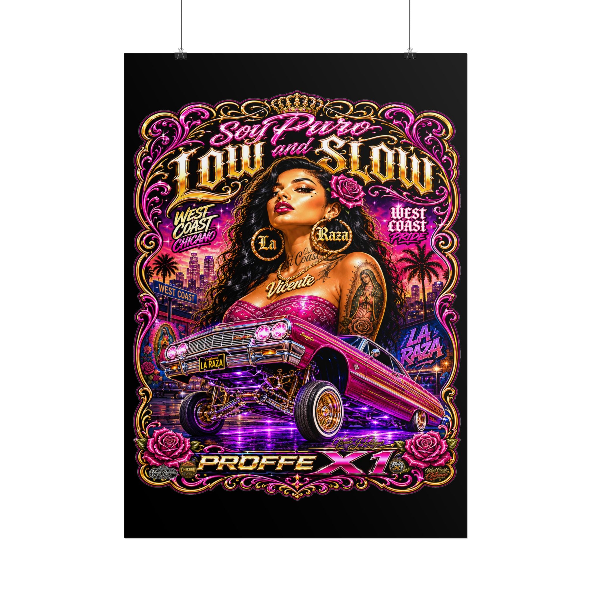 Low & Slow Lowrider Poster — Chicano West Coast Art Print (Rolled Poster)