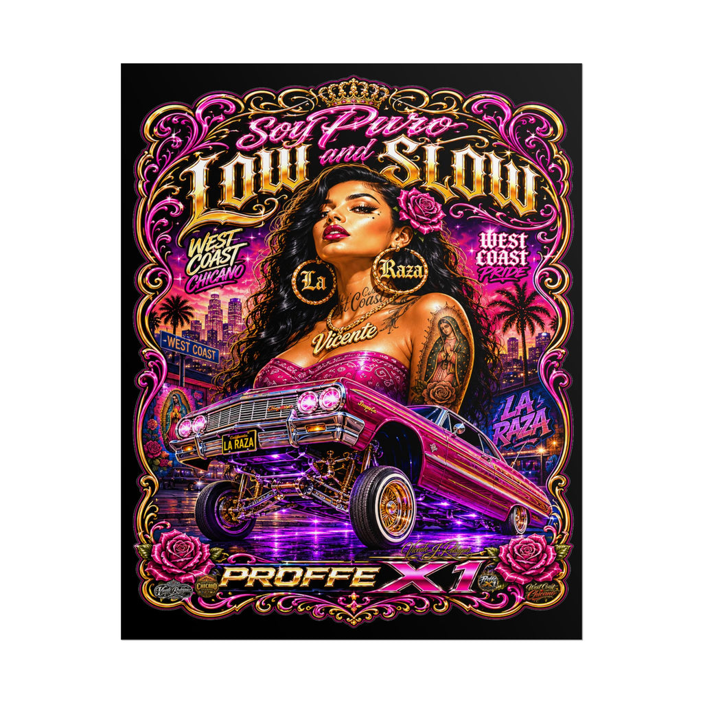Low & Slow Lowrider Poster — Chicano West Coast Art Print (Rolled Poster)