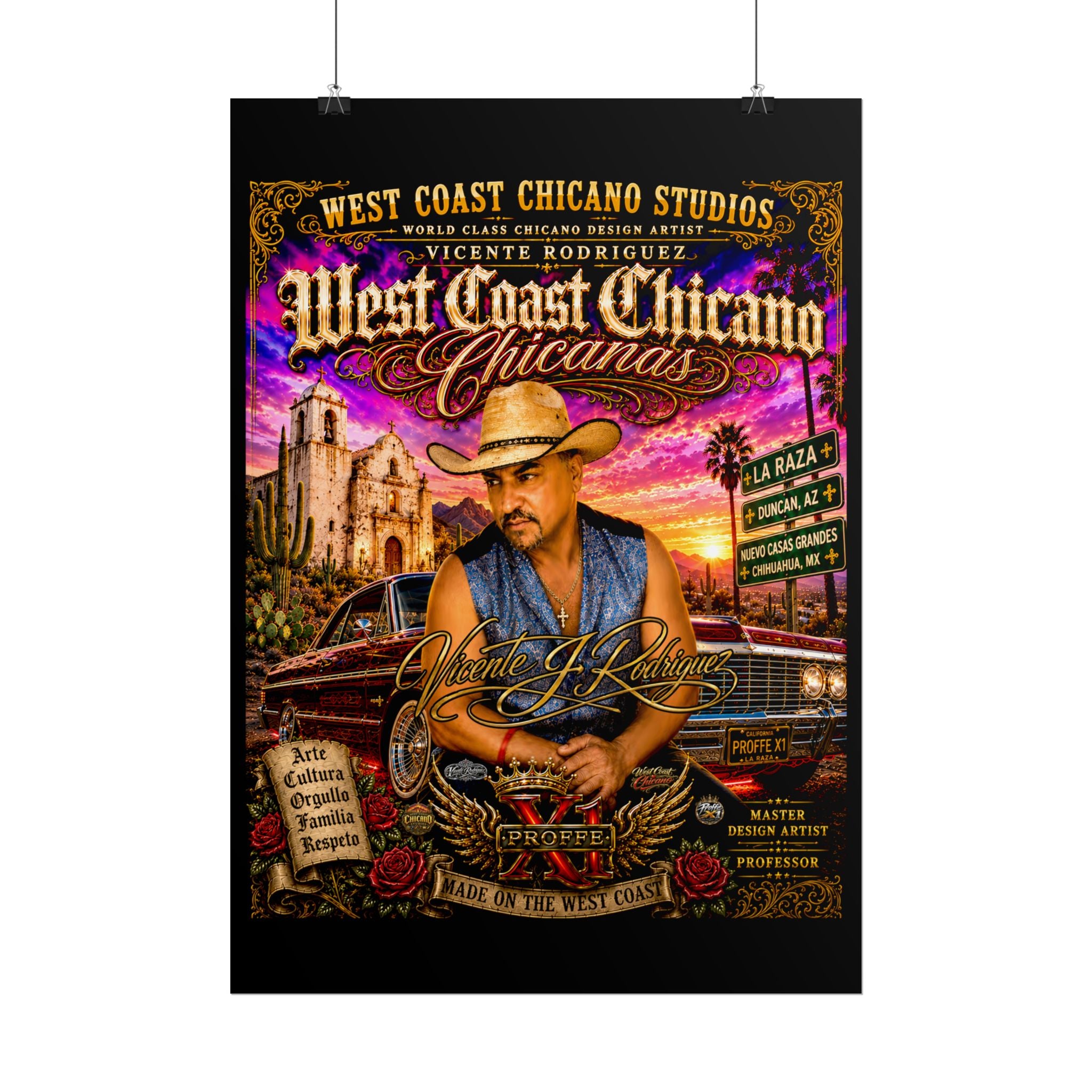 West Coast Chicano Rolled Poster — Vintage Lowrider & Cultura Art Print