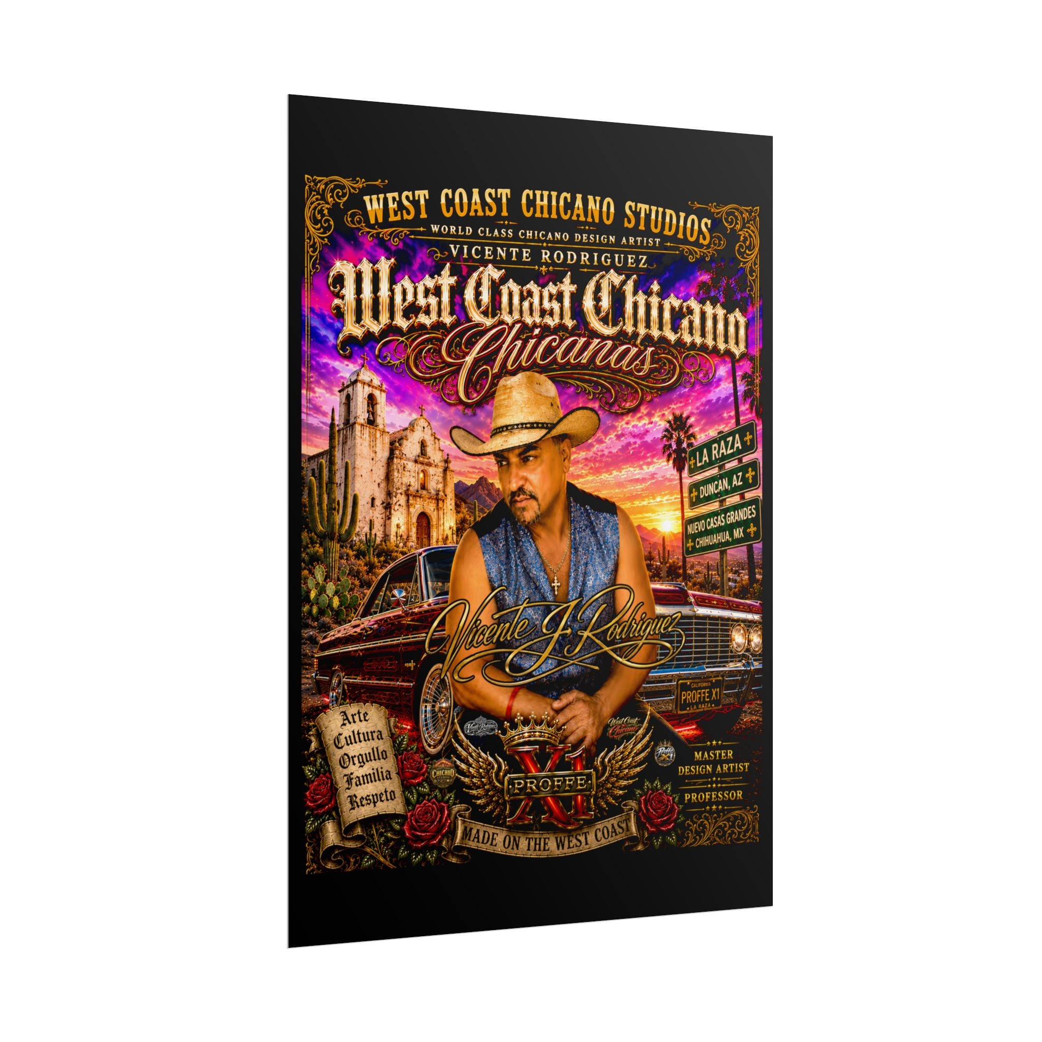 West Coast Chicano Rolled Poster — Vintage Lowrider & Cultura Art Print