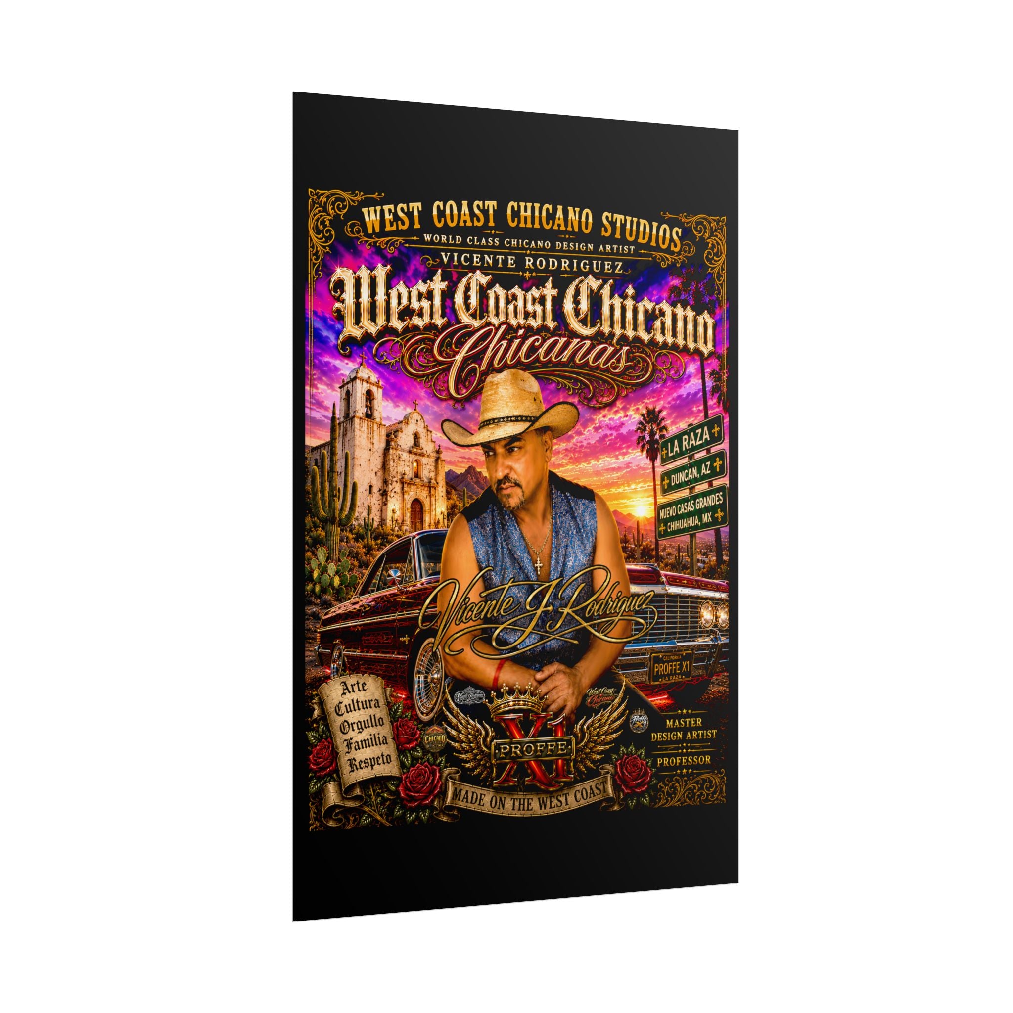 West Coast Chicano Rolled Poster — Vintage Lowrider & Cultura Art Print